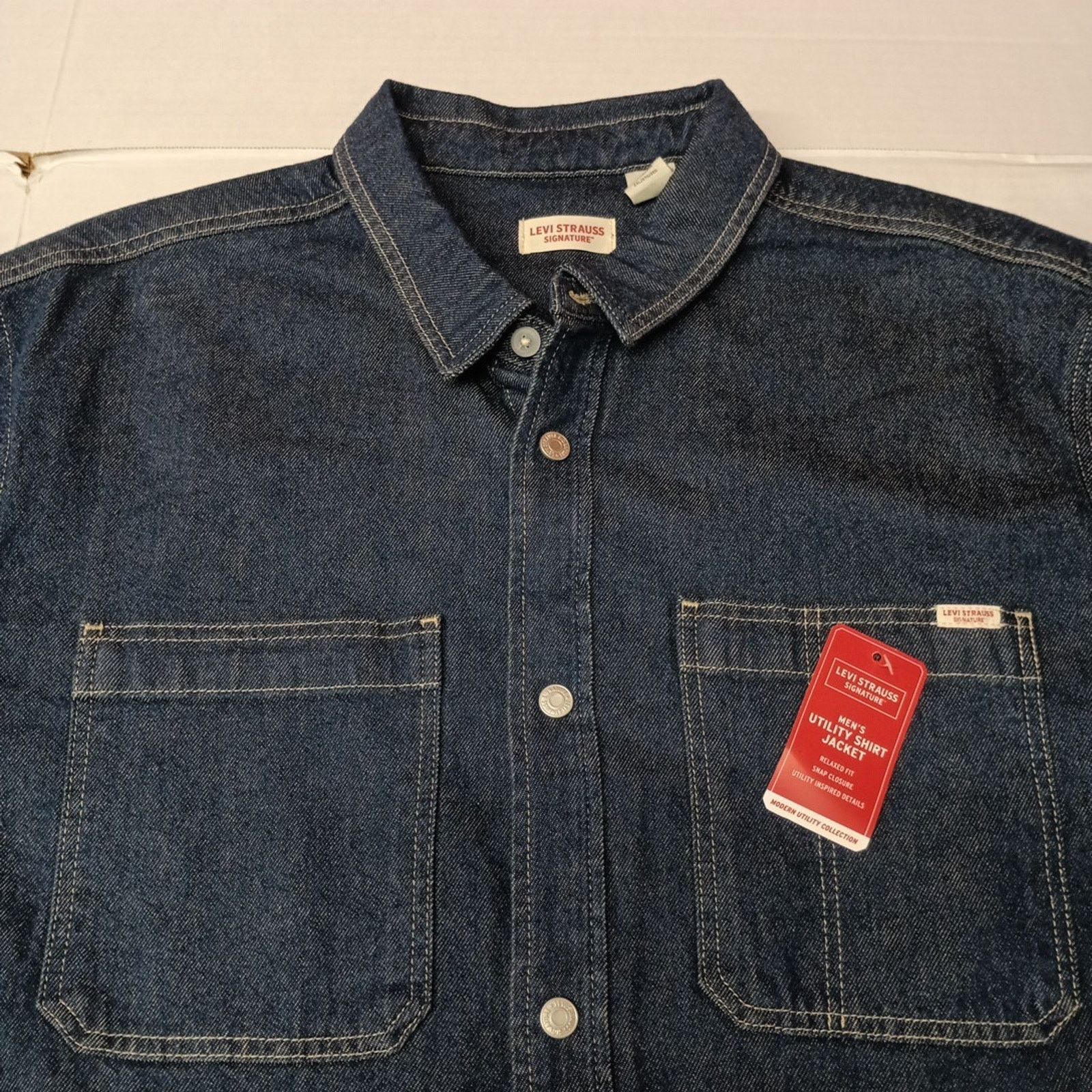 Levi's Levi Strauss Utility Shirt Jacket Men's 2XL Blue Denim Snap Size US XXL / EU 58 / 5 - 4 Thumbnail