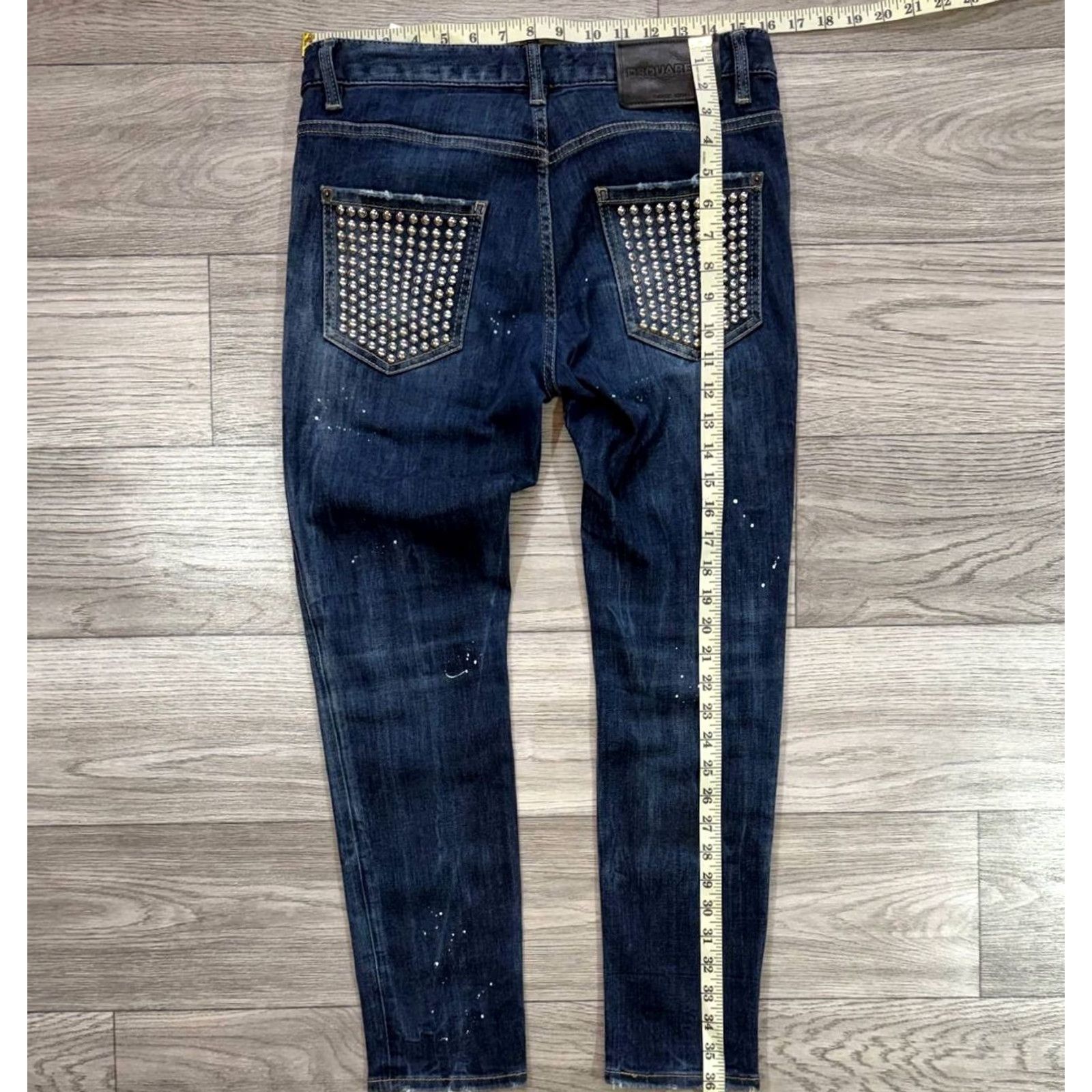 Dsquared2 Dsquared2 Jeans Distressed Paint Splatter Slim Fit Size 38 Womens Blue Skinny Jeans Size 26" / US 2 / IT 38 - 3 Thumbnail
