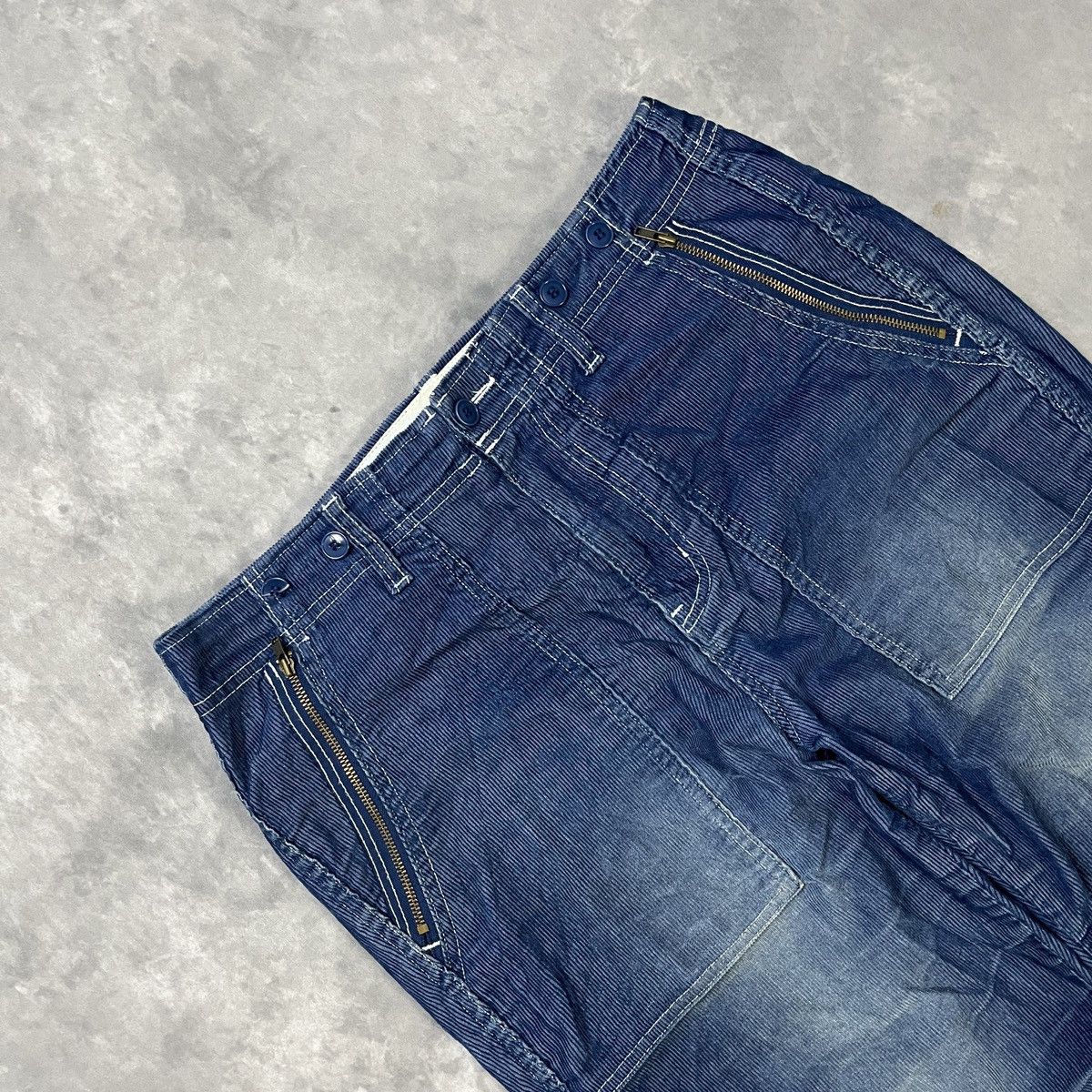 Ne-Net Nenèt Indigo Corduroy Zipper Pocket Pants Cropped Tapered Size US 30 / EU 46 - 2 Thumbnail