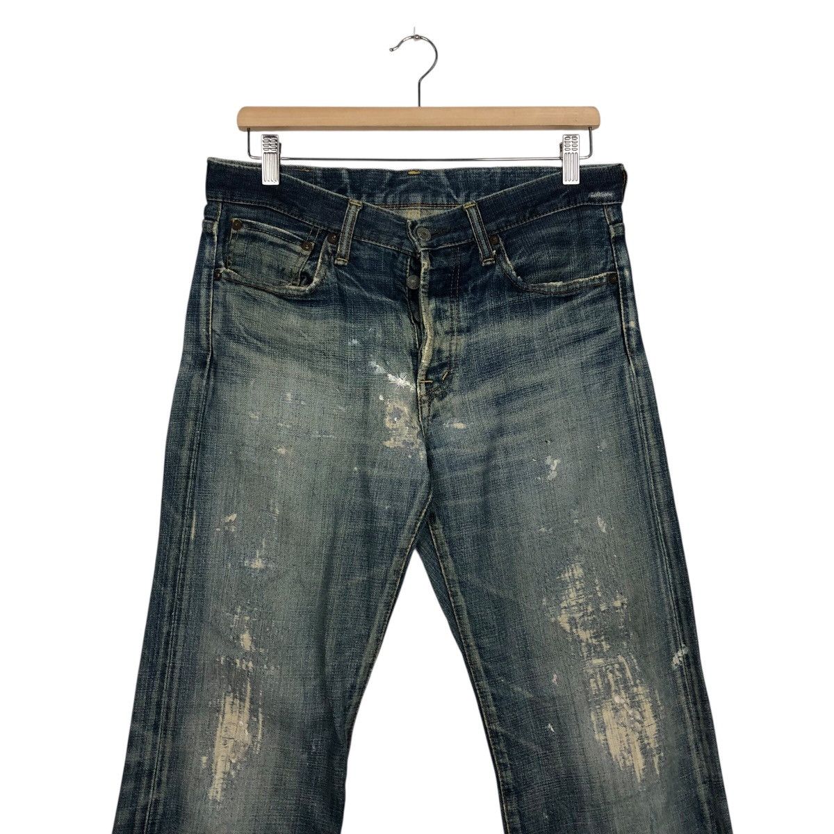 OMNIGOD Omnigod Japanese Selvedge Distressed Faded Indigo Denim Rare Size US 32 / EU 48 - 5 Thumbnail