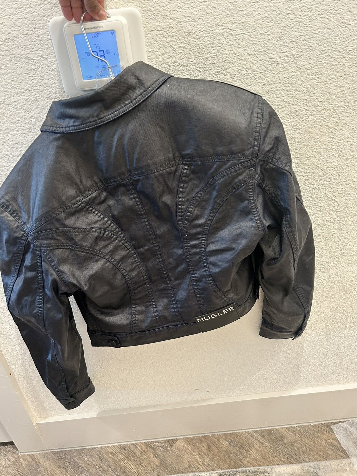 Mugler × Thierry Mugler BLUE WAXED DENIM JACKET Size M / US 6-8 / IT 42-44 - 6 Thumbnail