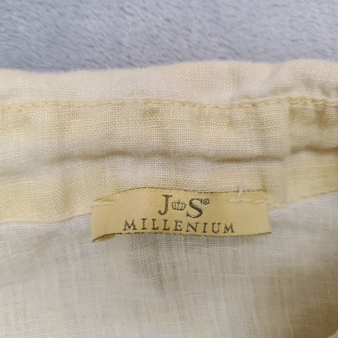 Vintage JS Millenium Shirt Womens L Yellow Linen Tunic Coastal Button-Up 3/4 Sleeve Collared Bohemian Nature Casual Women Size L / US 10 / IT 46 - 5 Thumbnail
