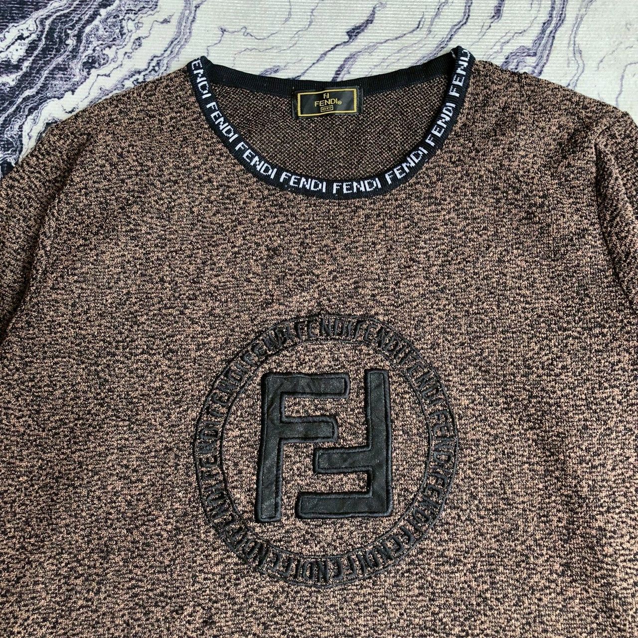 Fendi Vintage Fendi FF Logo Wool Knit Brown Sweater Size M / US 6-8 / IT 42-44 - 3 Thumbnail