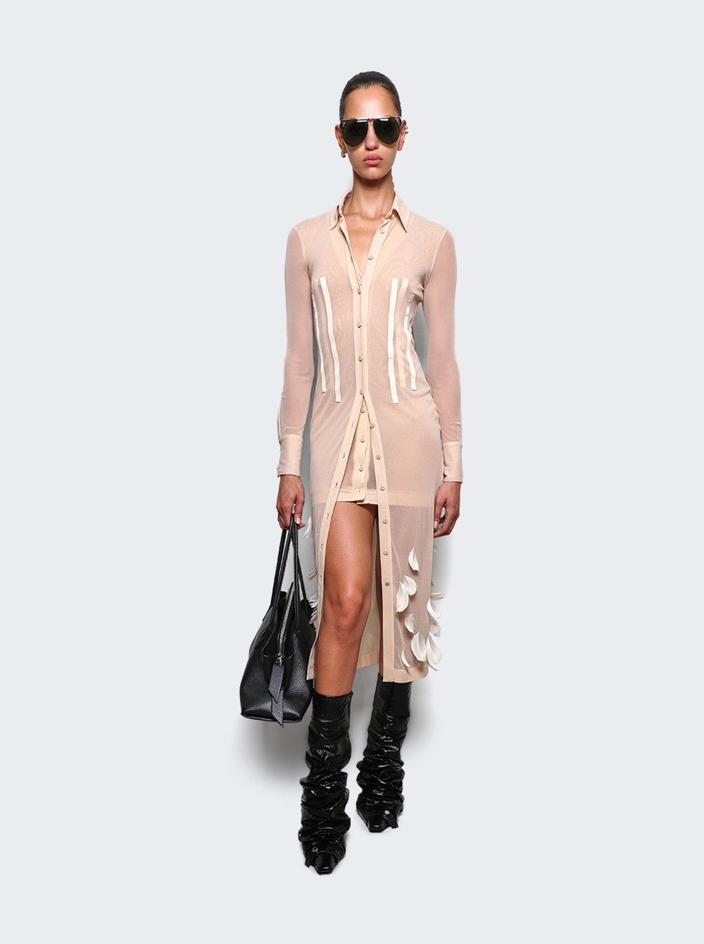 The Attico o1mle0526 Layered Cardigan Dress in Beige Size M / US 6-8 / IT 42-44 - 2 Thumbnail