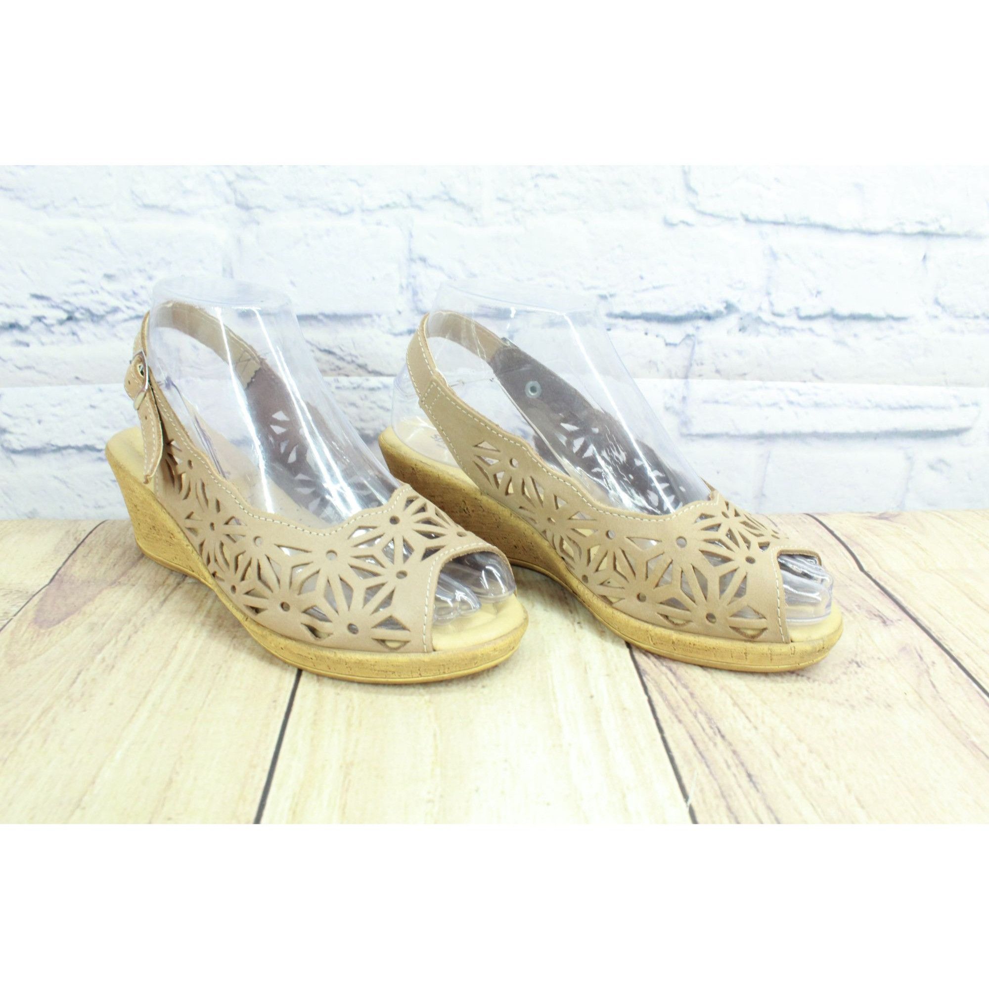 Leather Spring Step Abigail Women's Slingback Wedge Sandals 37 US 7 Size US 7 / IT 37 - 3 Thumbnail