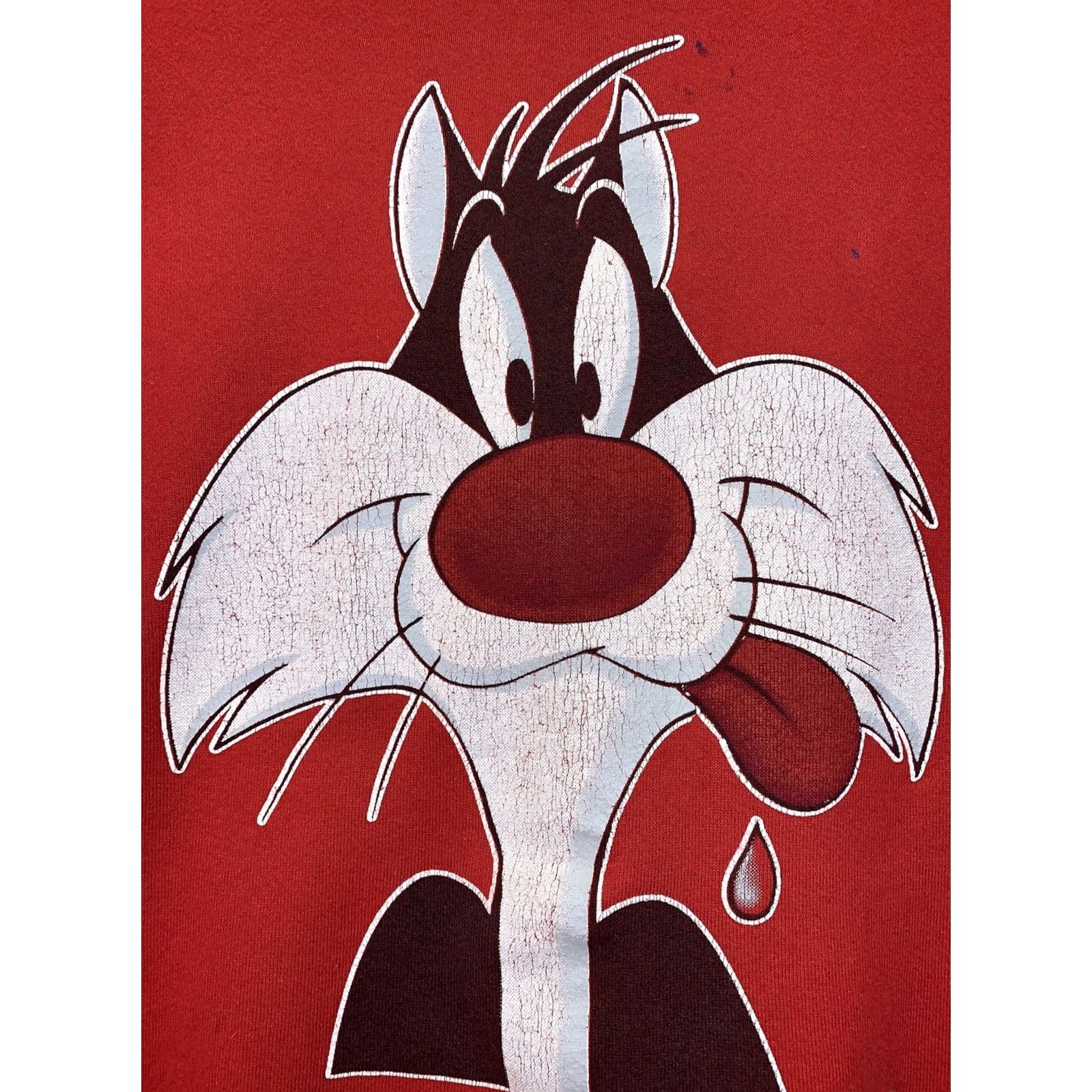 Vintage VINTAGE Warner Bros Sylvester The Cat Distressed Graphic Womens Sweatshirt L Red 1990s Mens Womens Girls Boys Size L / US 10 / IT 46 - 5 Thumbnail