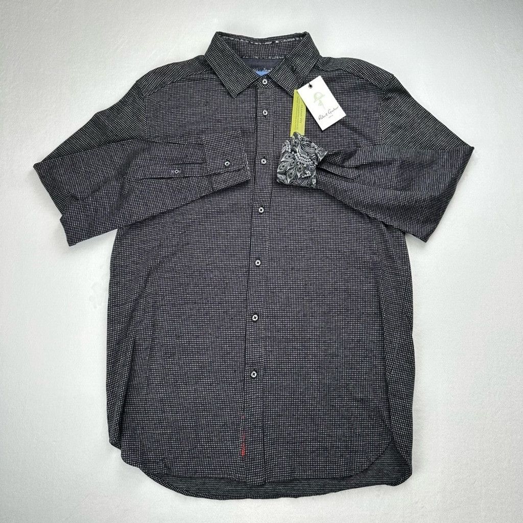 Robert Graham Robert Graham Mens M Black Ruyter Flipcuff Shirt Classic Fit Size US M / EU 48-50 / 2 - 5 Thumbnail