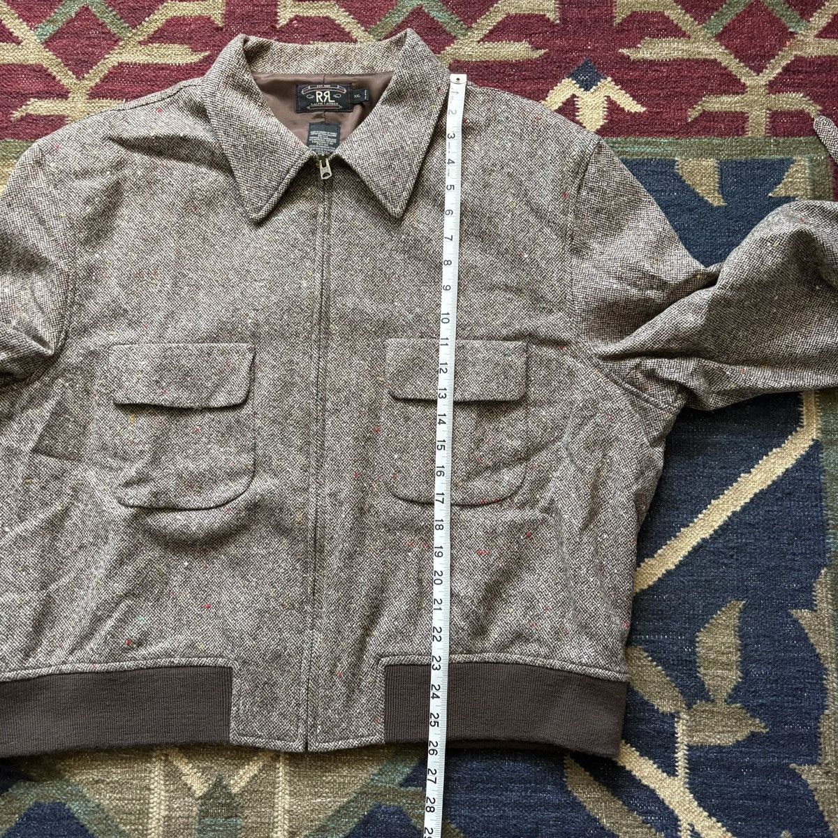 RRL Ralph Lauren Vintage 90s RRL Tweed Speckled Bomber Flap Pocket Boxy Crop Size US XXL / EU 58 / 5 - 12 Thumbnail
