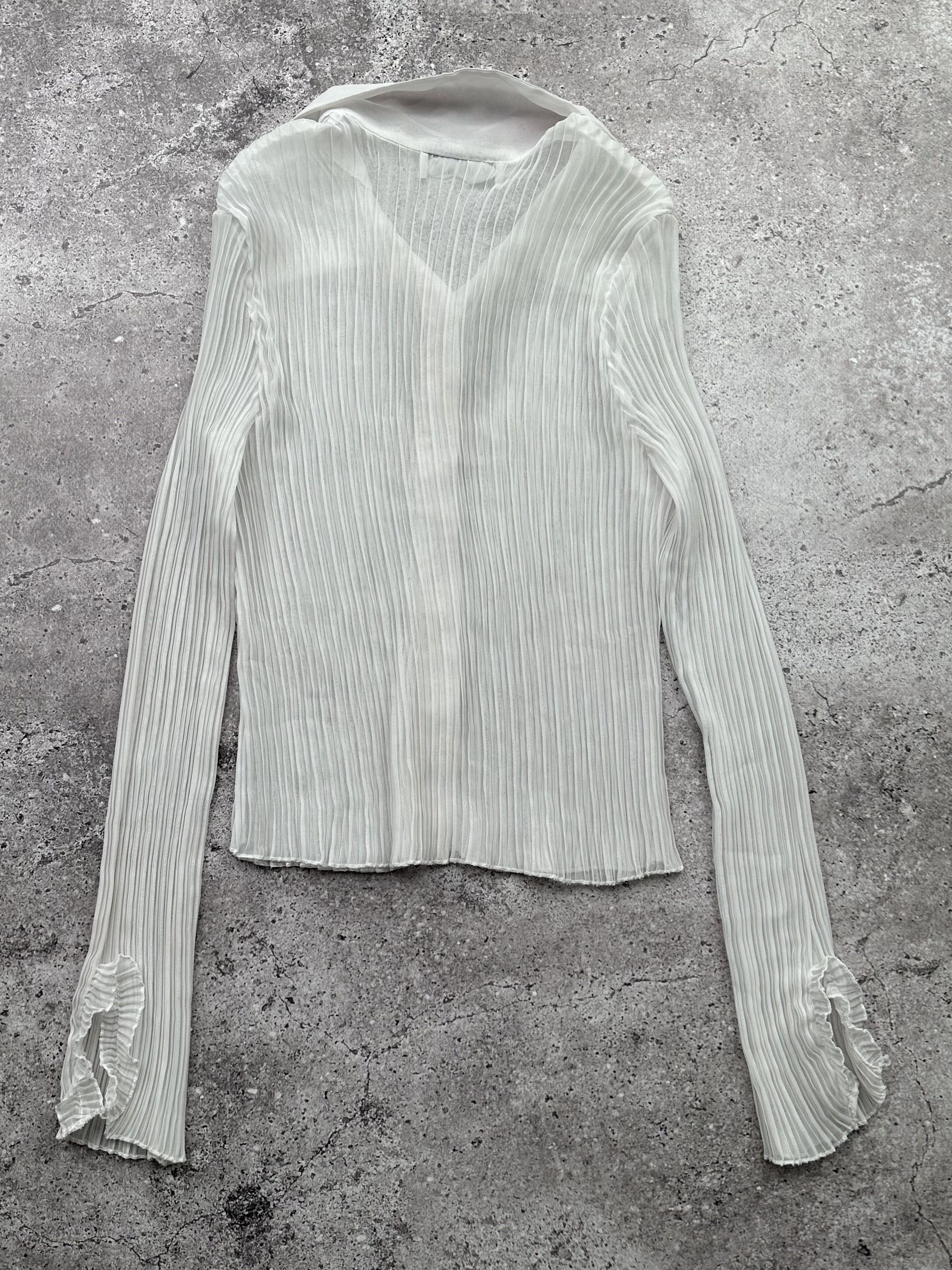 Japanese Brand Vintage Mesh Plisse Blouse C59(V362) Size XS / US 0-2 / IT 36-38 - 5 Thumbnail