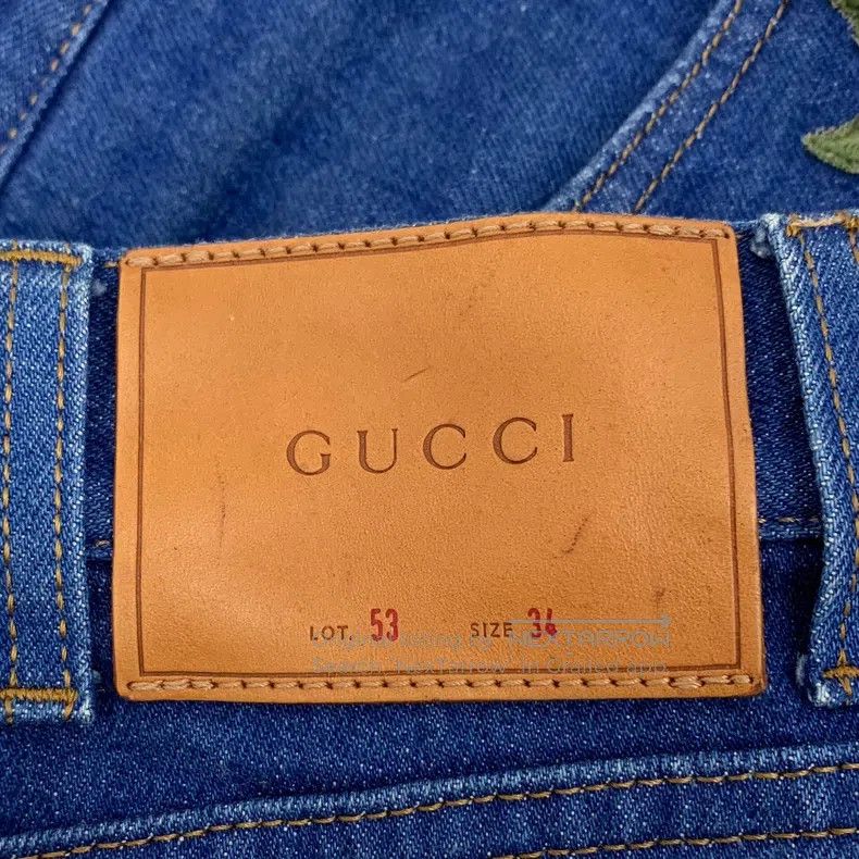 Gucci Gucci Dark blue floral tiger embroidered cotton casual den Size 42" / US 20 - 6 Thumbnail