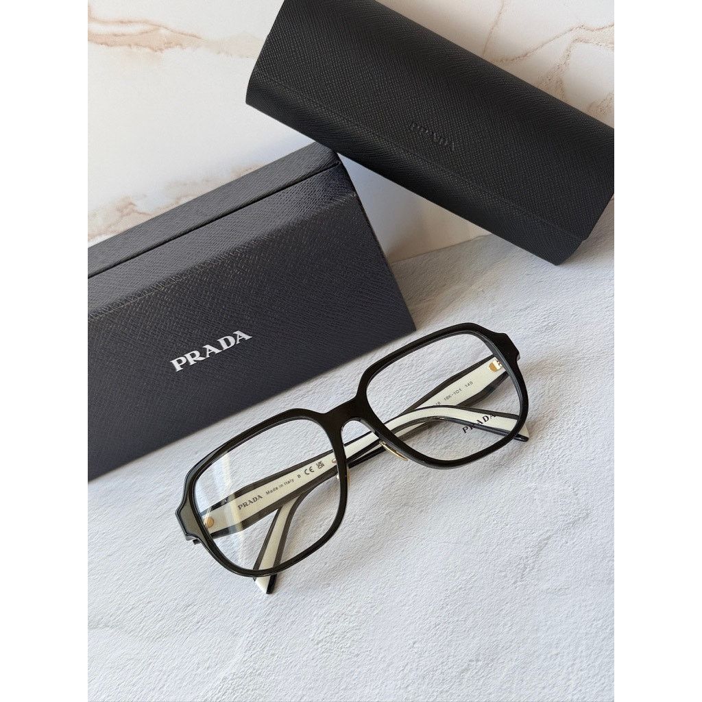 Prada NEW Prada PR B07VD Black White Eyeglasses Frames Size ONE SIZE - 2 Thumbnail