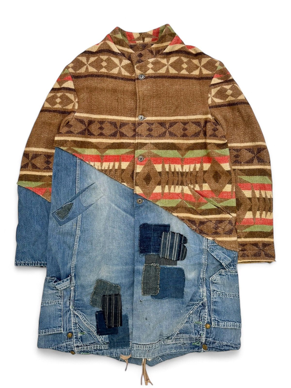 Greg Lauren $5,200 GRAIL 50/50 Modern Artist Coat Navajo Pattern & Denim Size US M / EU 48-50 / 2 - 1 Thumbnail