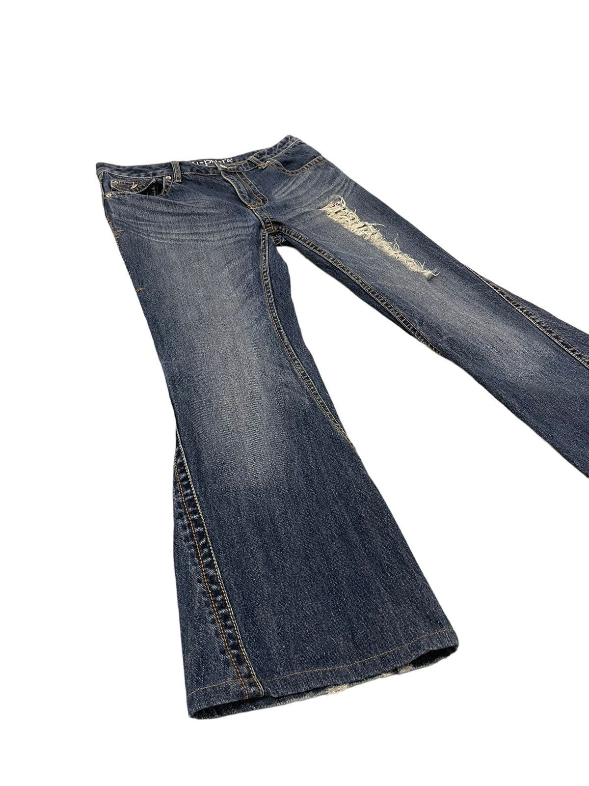 Japanese Brand Flare Jeans Supure Distress Low Rise Boot Cut 8🟦1 Size US 32 / EU 48 - 1 Thumbnail