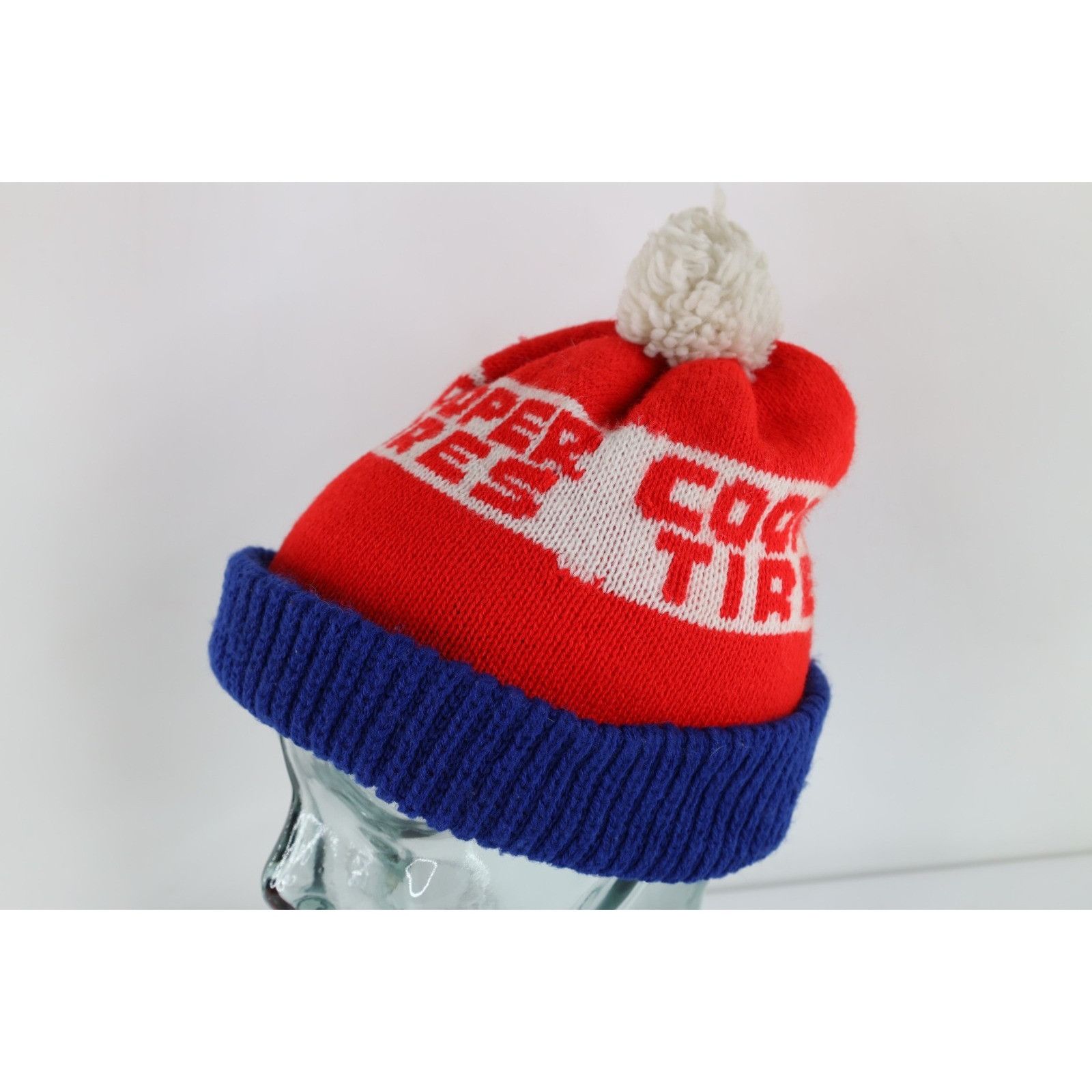 Vintage Vintage 80s 90s Cooper Tires Pom Knit Winter Beanie Hat Size ONE SIZE - 3 Thumbnail