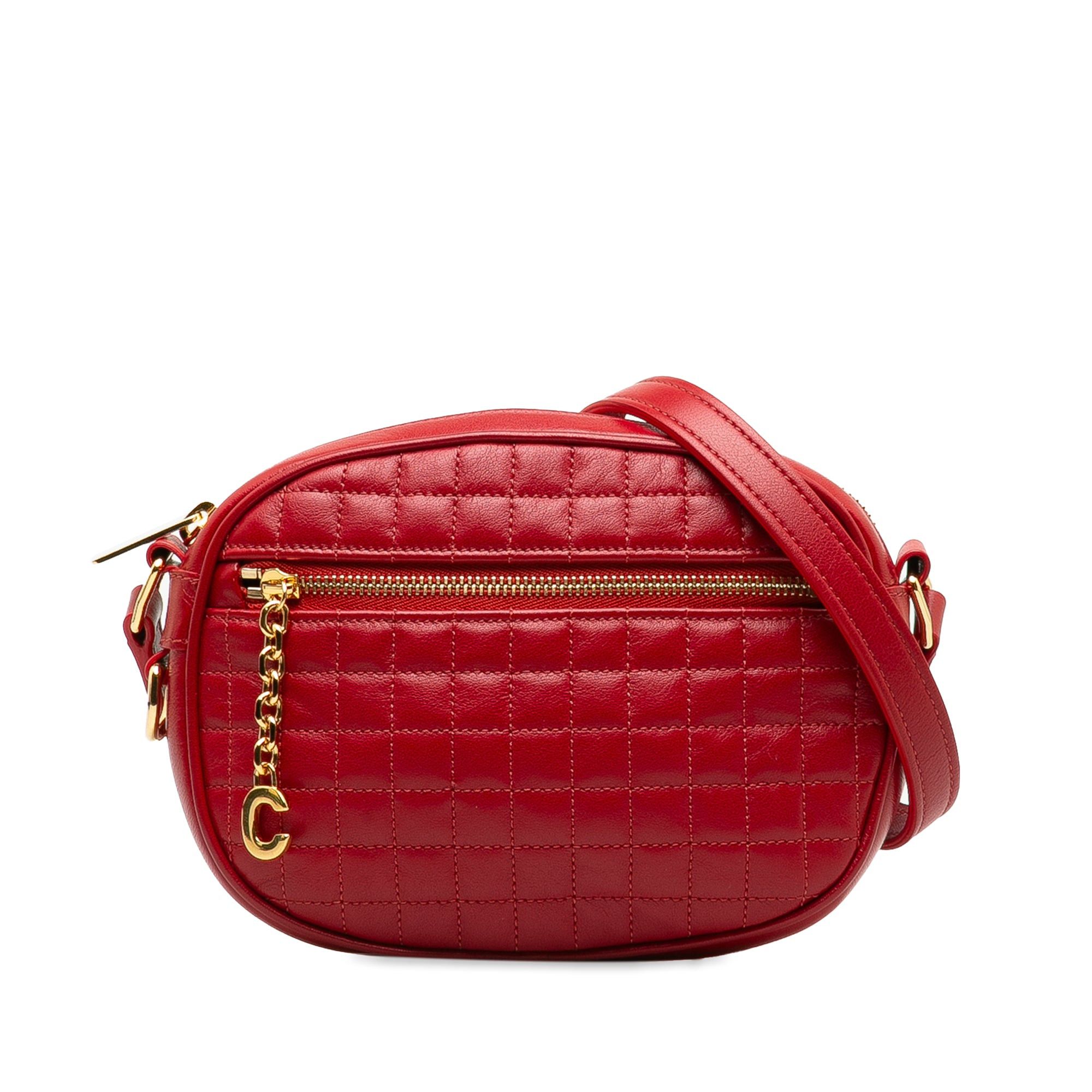 image of Celine Small C Charm Crossbody Bag in Red, Women's