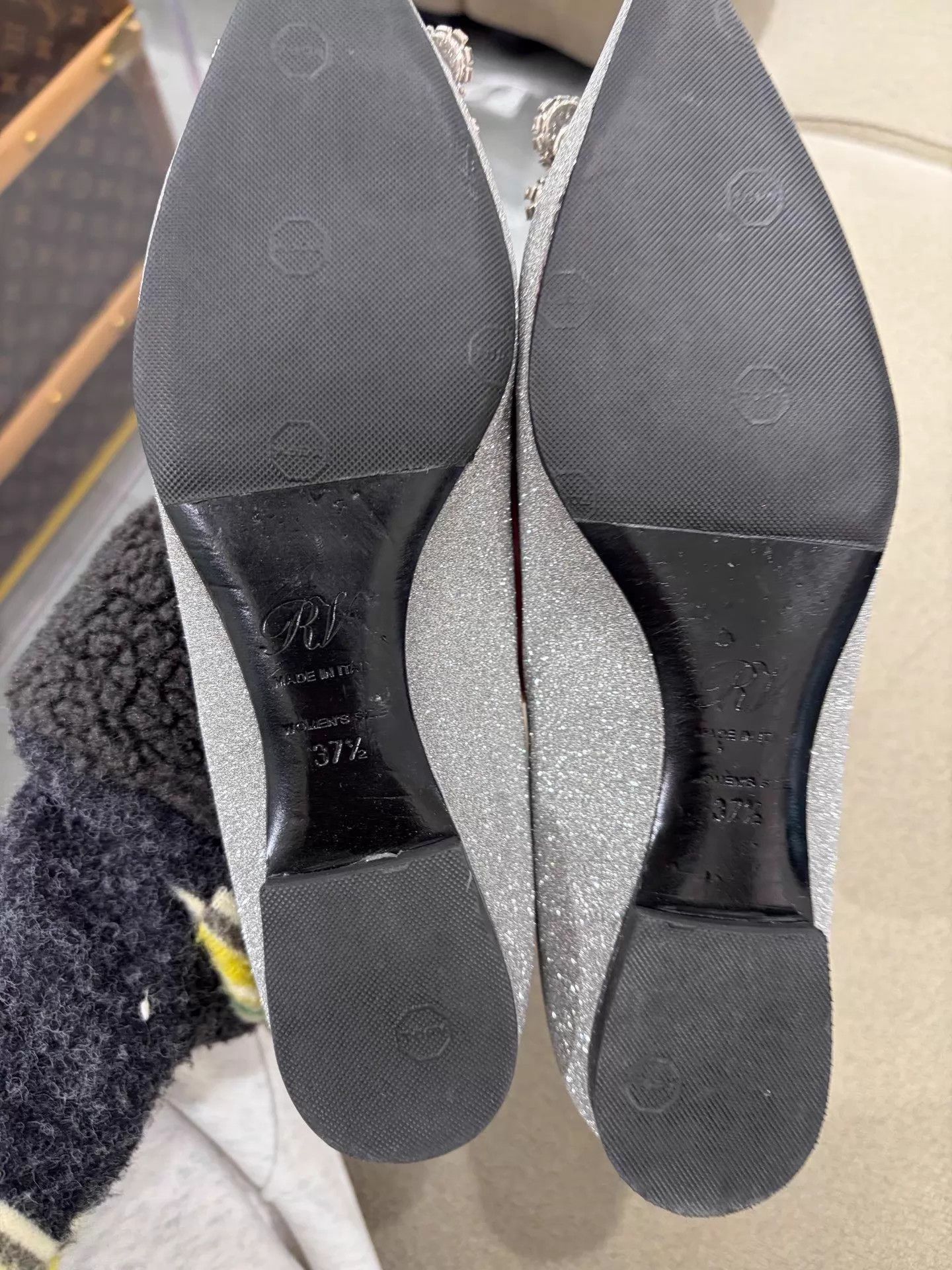 Roger Vivier RV 99 New 37.5 Flat Mule Square Crystal Buckle Glitter Size US 7 / IT 37 - 5 Thumbnail