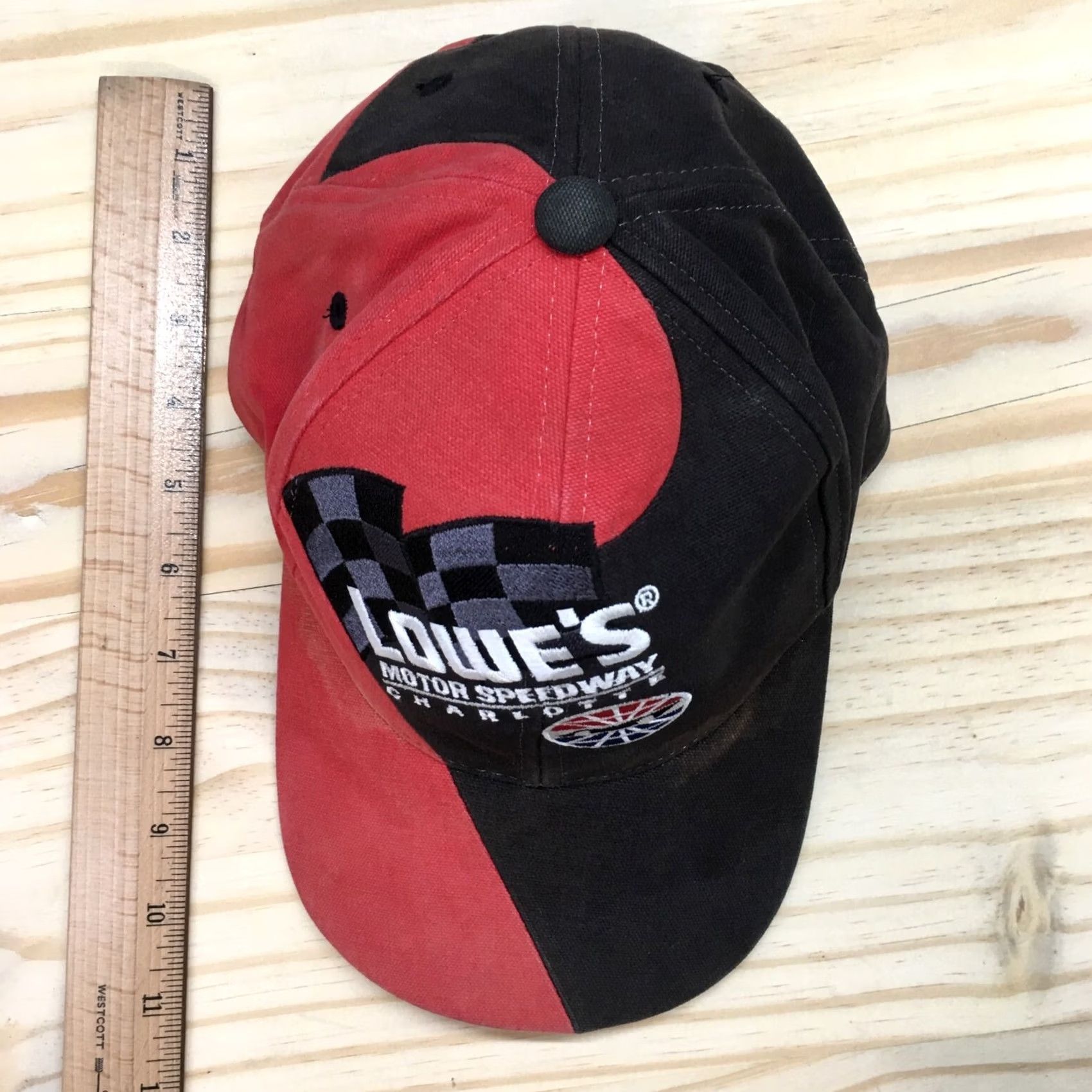 Vintage Lowe's Motor Speedway Charlotte Baseball Cap Mens Black Red OS Embroidered Logo Size ONE SIZE - 5 Thumbnail