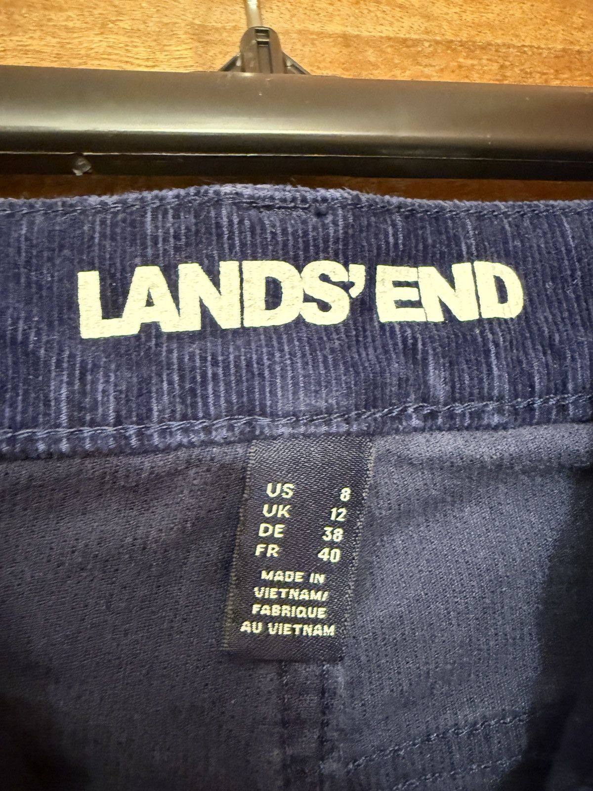 Lands' End Lands’ End Blue Corduroy & Black Velvet Pant Slim Size 8 Size 30" / US 8 / IT 44 - 2 Thumbnail
