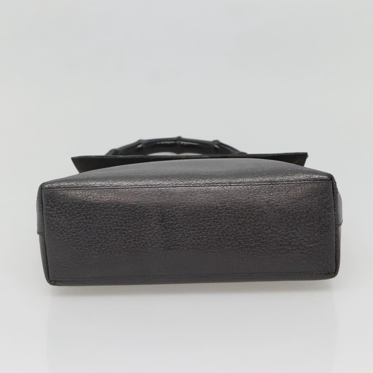 Gucci GUCCI Bamboo Hand Bag Leather Gold Charcoal Gray 001 3444 Size ONE SIZE - 9 Thumbnail