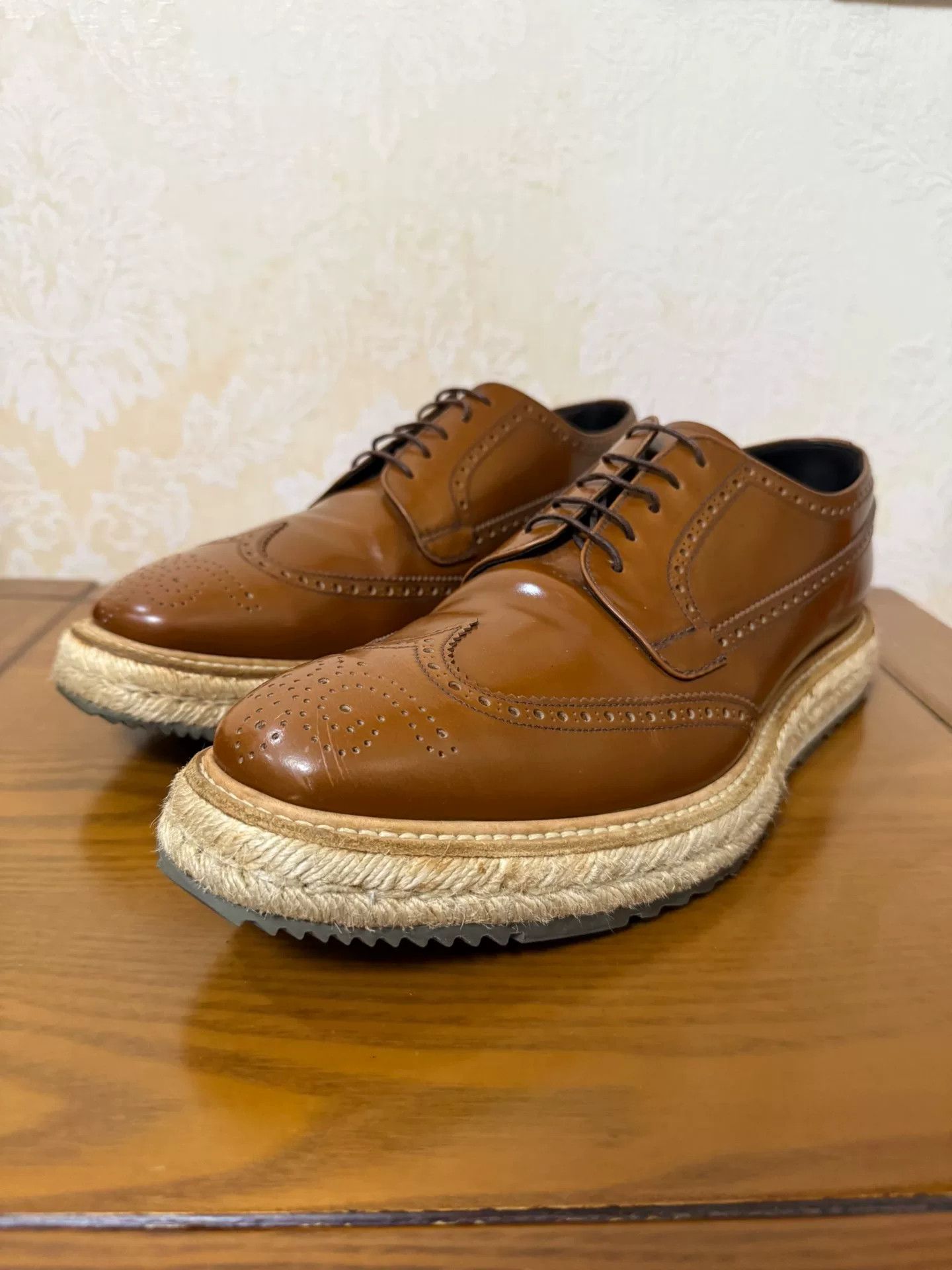 Prada Prada Orange Leather Shoes 10 Men Size US 10 / EU 43 - 1 Thumbnail