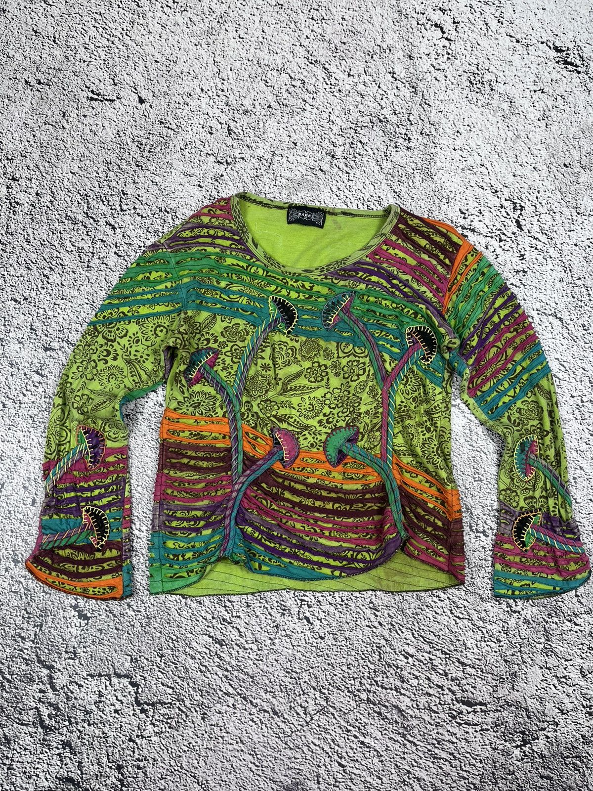Japanese Brand Vintage Bares Mushroom Acid Green Hippie Top Size M / US 6-8 / IT 42-44 - 1 Thumbnail