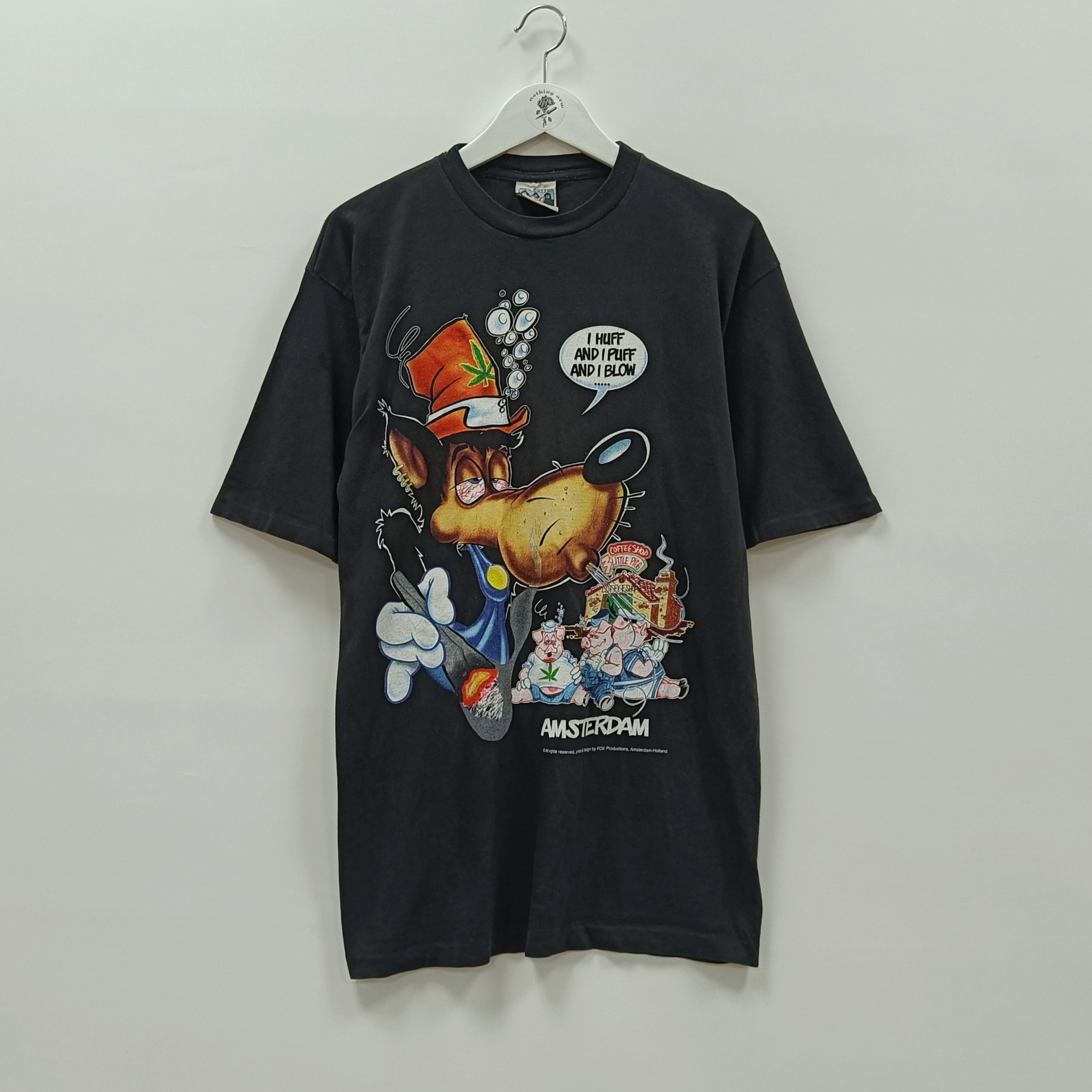 Band Tees Vintage 90s Amsterdam Marijuanas Smoke Blunt Fox Black Tee Size US XL / EU 56 / 4 - 1 Thumbnail