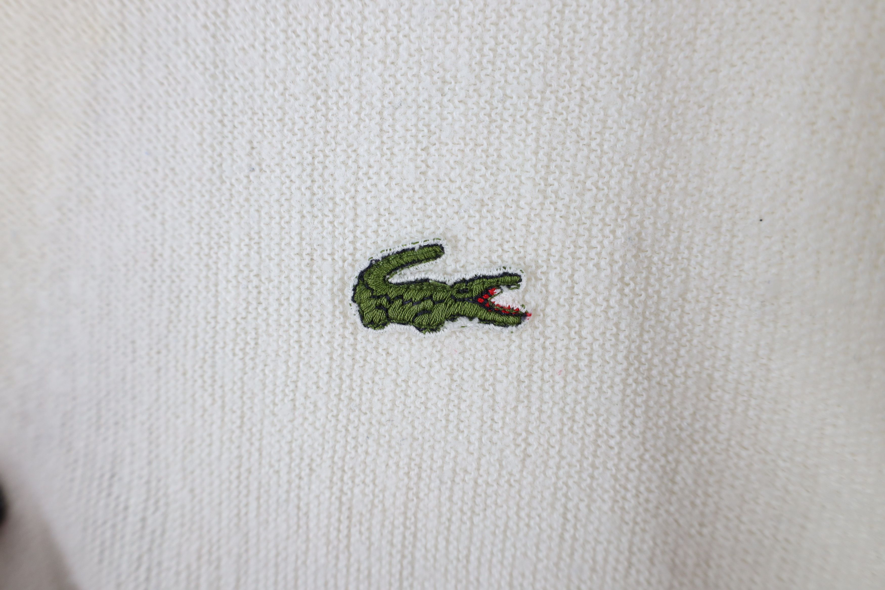 Lacoste × Vintage Vintage 80s Izod Lacoste Knit Cardigan Sweater White USA Size US M / EU 48-50 / 2 - 7 Thumbnail
