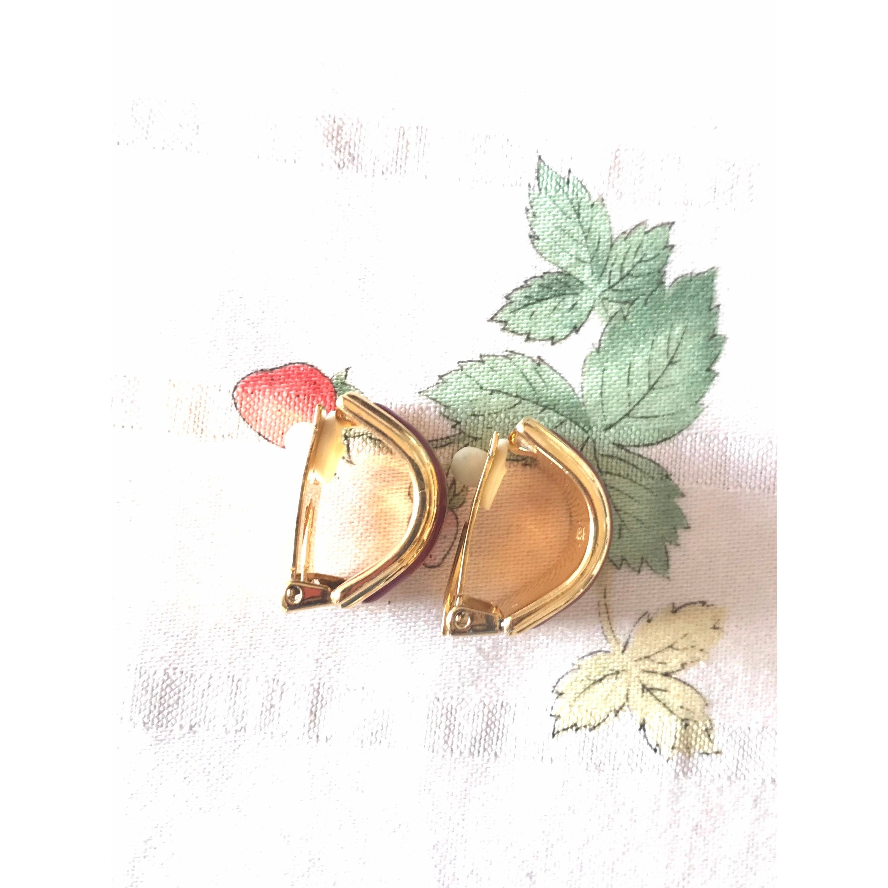 Hermes Vintage Hermes cloisonne golden earrings with red and yellow Size ONE SIZE - 6 Thumbnail