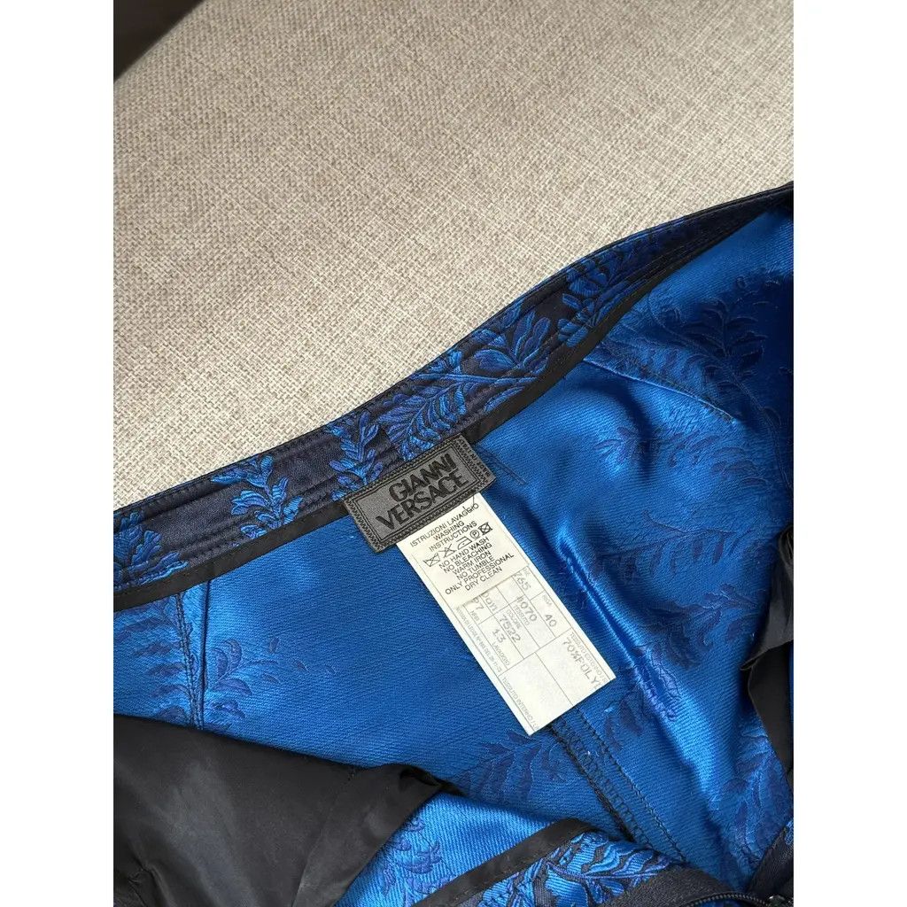 Versace Gianni Versace Vintage Blue Leaf Jacquard Set Size 40 IT Size 27" / US 4 / IT 40 - 11 Thumbnail