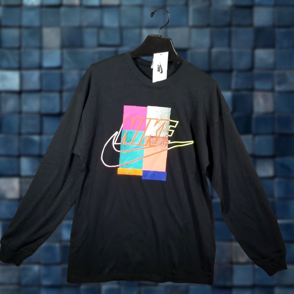 Nike Nike T-Shirt Mens XS Long Sleeve Air Max 2 Graphic Swoosh Color Block Black Retro Sports Size US XS / EU 42 / 0 - 1 Thumbnail
