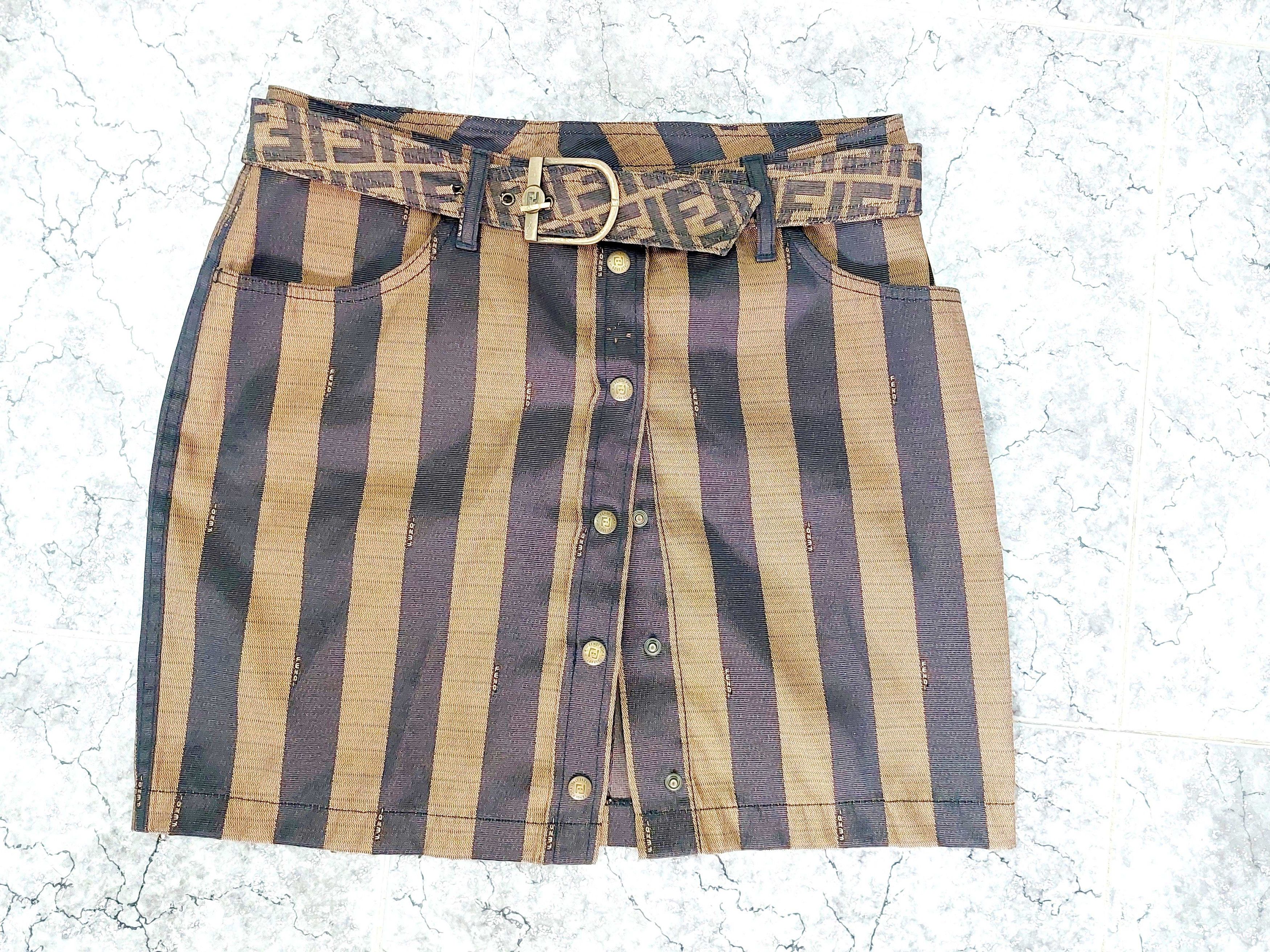 Fendi Fendi Zucca FF Belted Monogram FF 90’s Mini Pencil Skirt Size 32" / US 10 / IT 46 - 10 Thumbnail