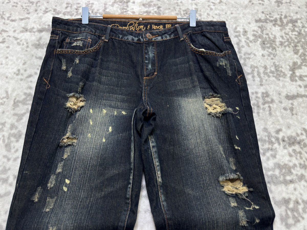 Tornado Mart Revolution Flared Denim Distressed Thrashed Paint Splatter Size US 37 - 6 Thumbnail
