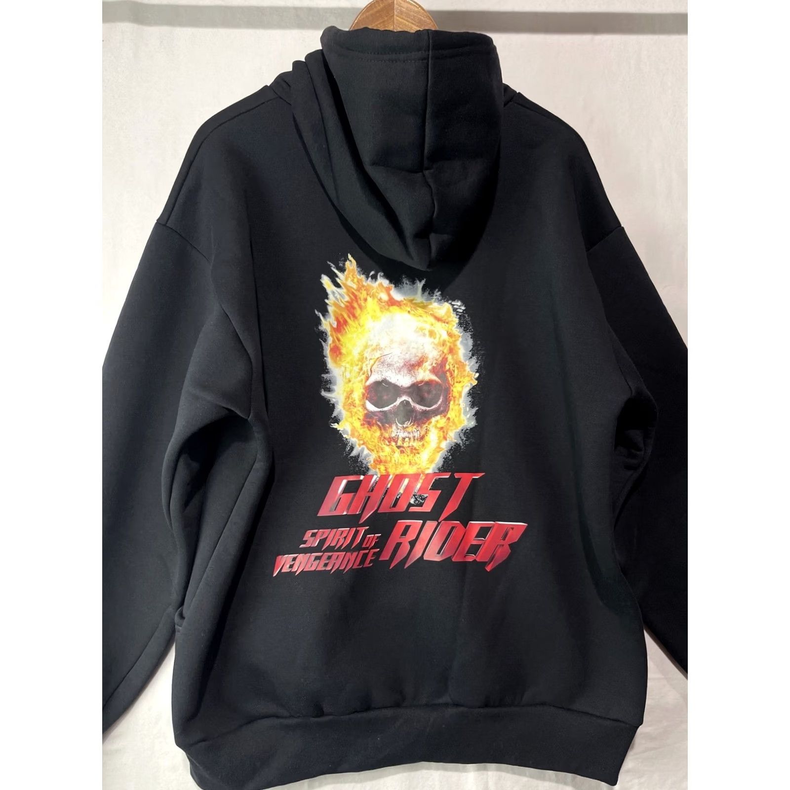 Vintage Ghost Rider Hoodie Mens Black Spirit of Vengeance Movie Full Zip Sweatshirt Size US XL / EU 56 / 4 - 5 Thumbnail