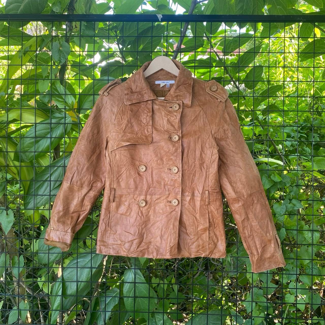 Genuine Leather × Vintage Vintage Zara Leather Peacoat Size M / US 6-8 / IT 42-44 - 2 Thumbnail