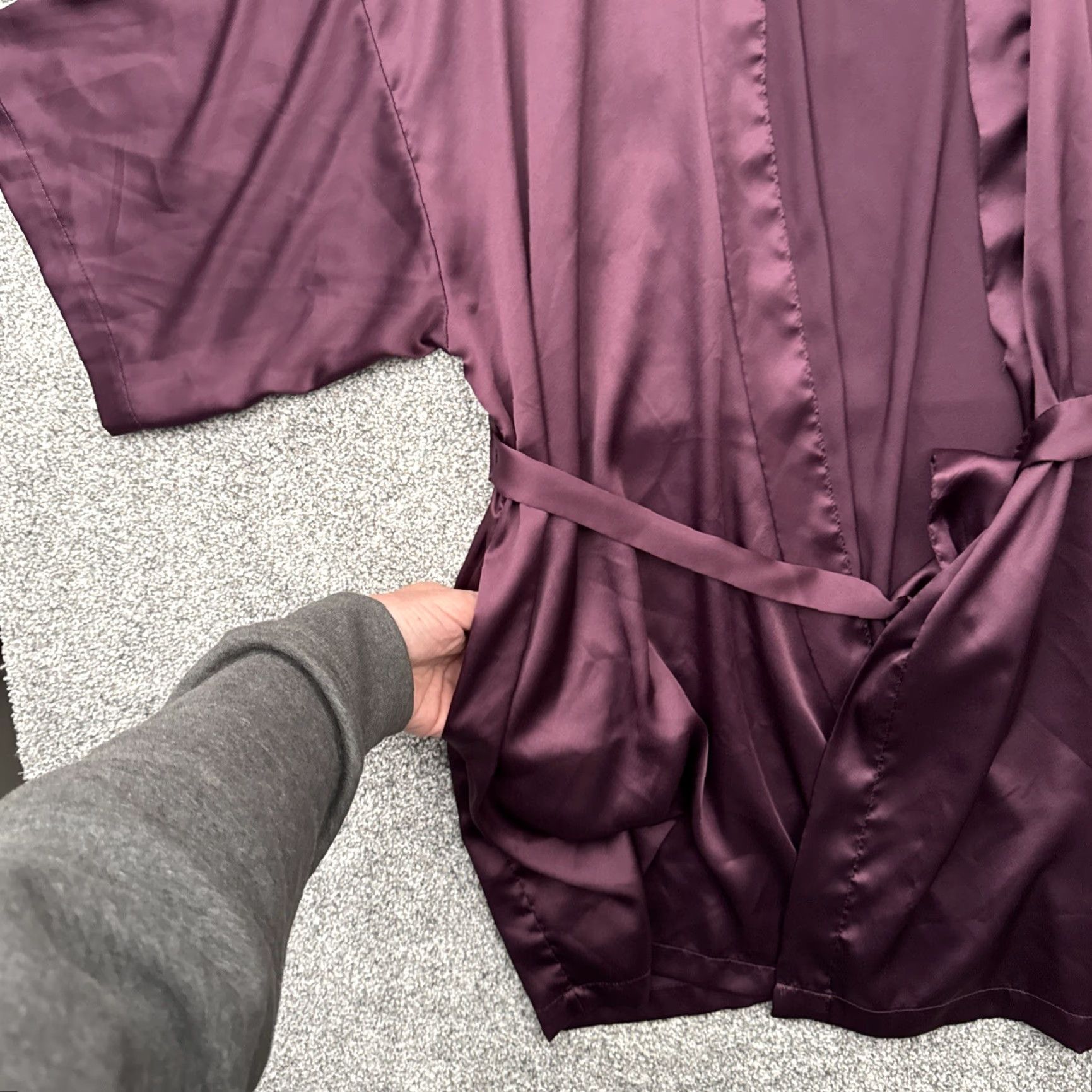 Victoria's Secret Victoria's Secret Robe Womens One Size Satin Kimono V-Neck Tie Short Sleeve Purple 90s Love Y2K Style Women/M Size ONE SIZE - 6 Thumbnail