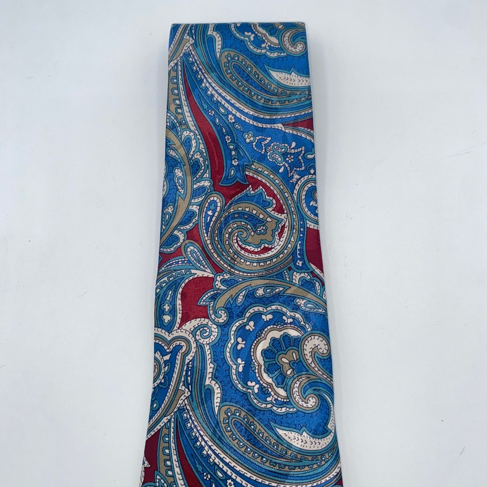 Other Italianissimo Red Blue White Paisley Polyester Neck Tie 59" Size ONE SIZE - 3 Thumbnail