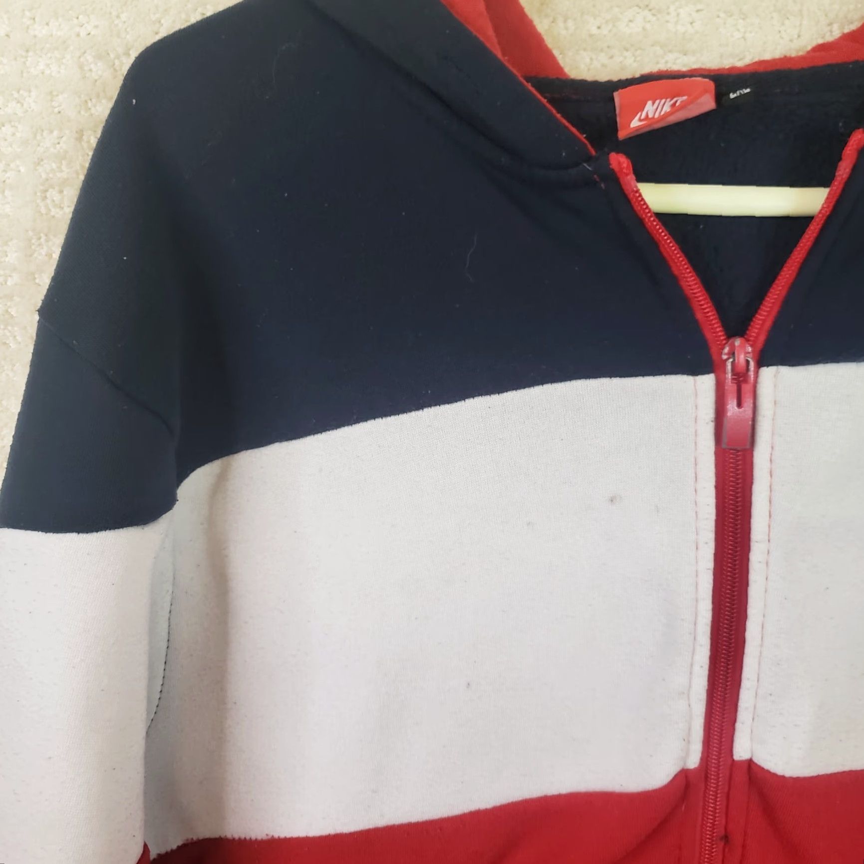 Nike Nike Women's 2XL Vintage Track Jacket Red White Blue Full Zip Pockets Swoosh USA Size XXL / US 16-18 / IT 52-54 - 5 Thumbnail