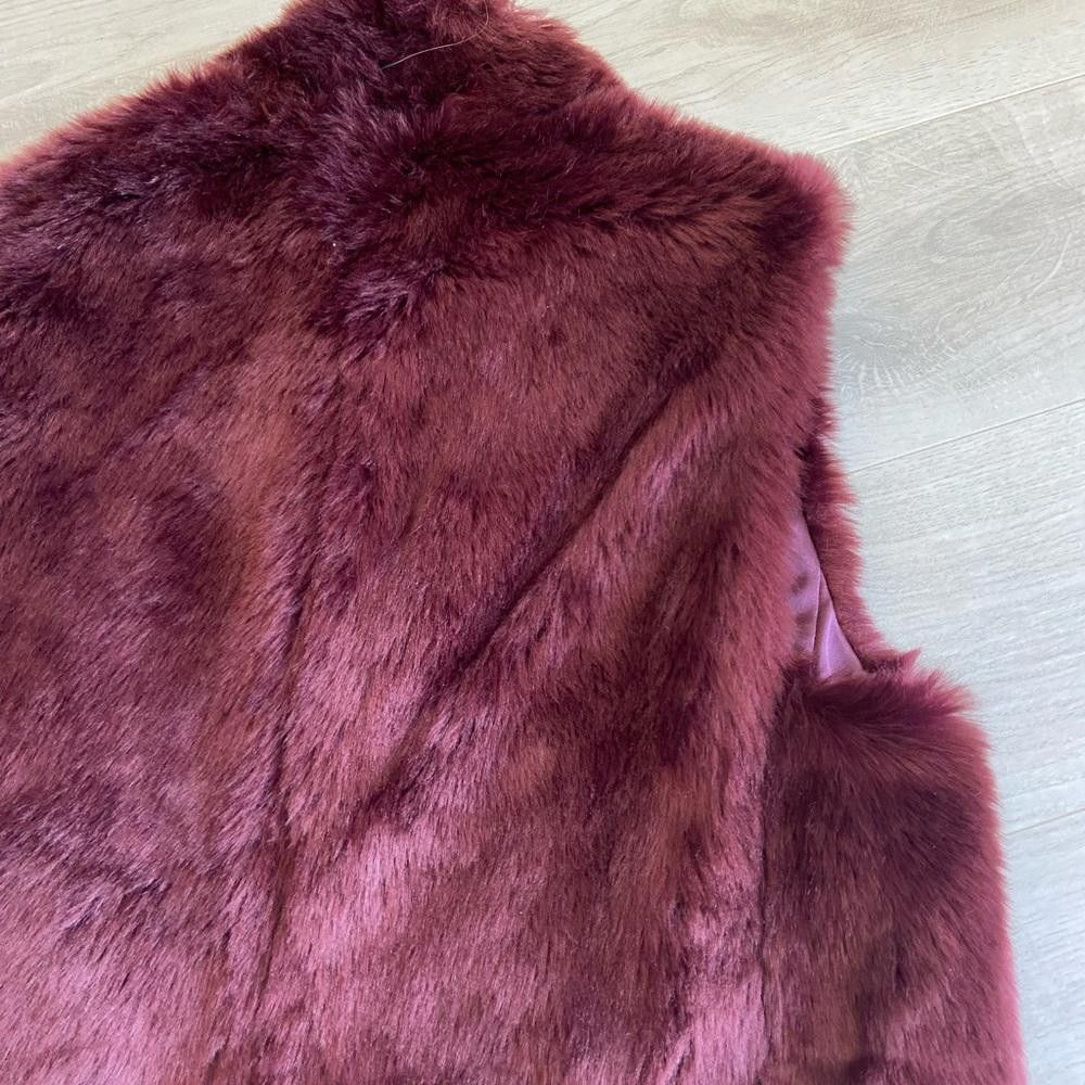 Designer J Crew Burgundy Faux Fur Vest Size S / US 4 / IT 40 - 5 Thumbnail