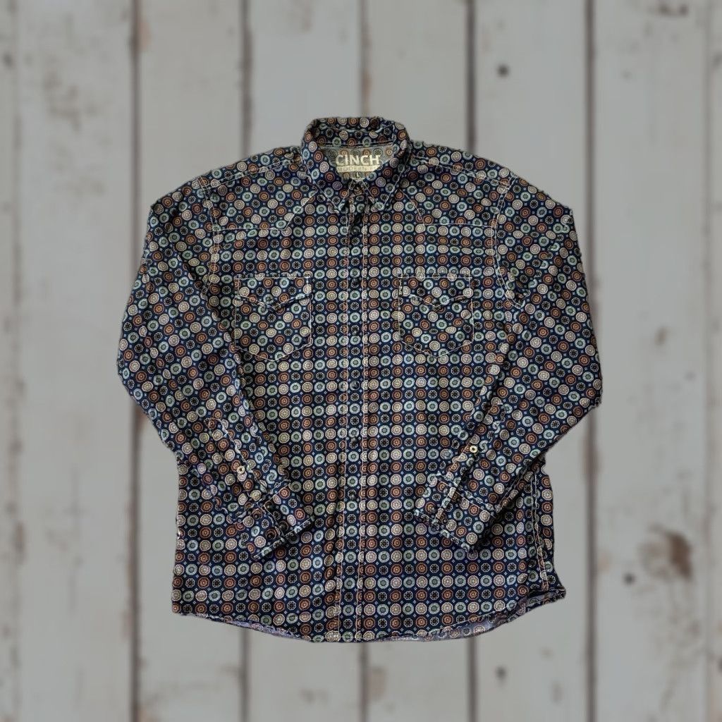 Vintage Cinch Modern Fit Mens Large Long Sleeve Pearl Snap Front Closure Western Shirt Size US L / EU 52-54 / 3 - 1 Thumbnail