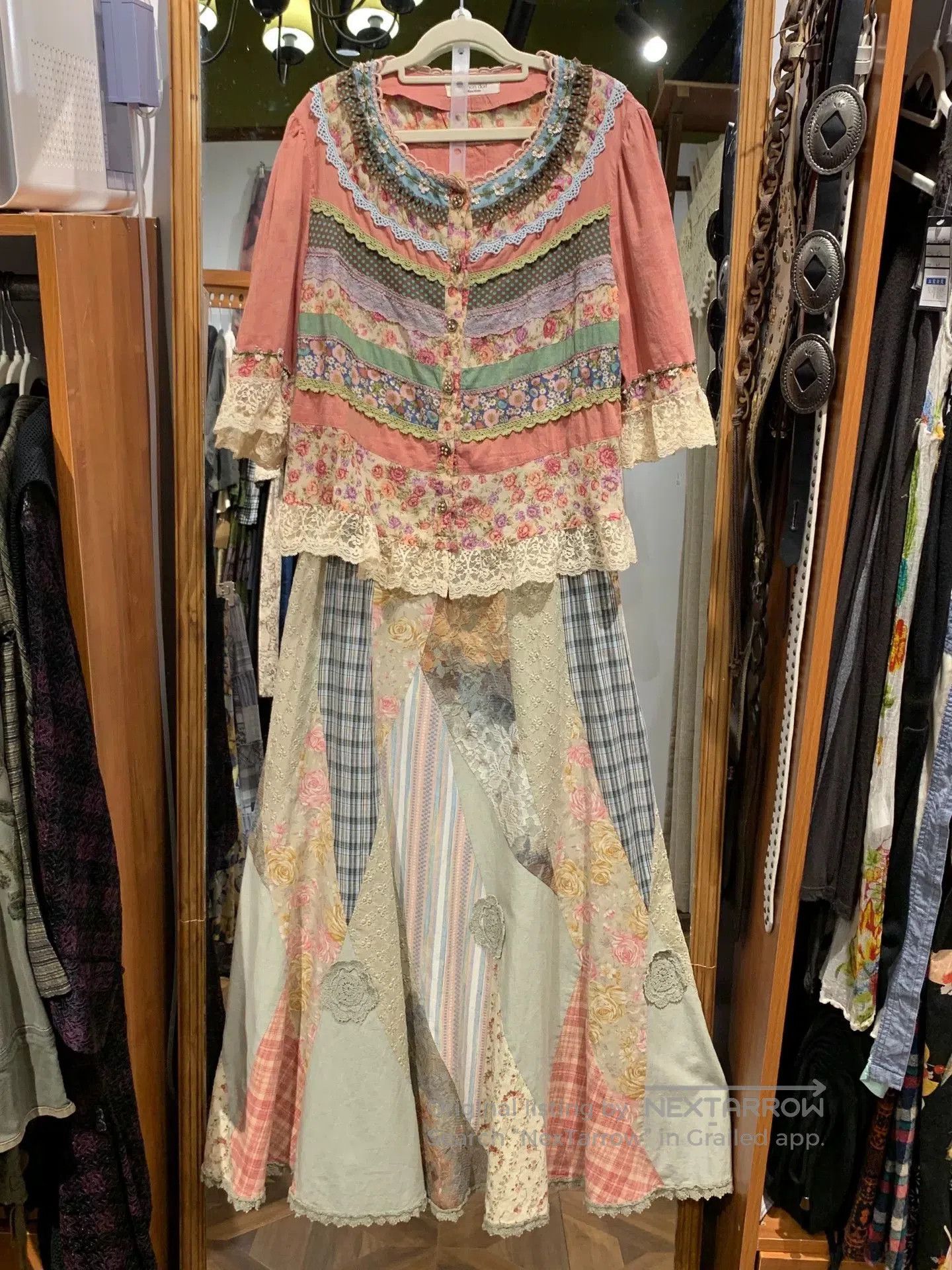 Mademoiselle Non Non Embroidered Patchwork Lace Skirt. Size 31" - 9 Thumbnail