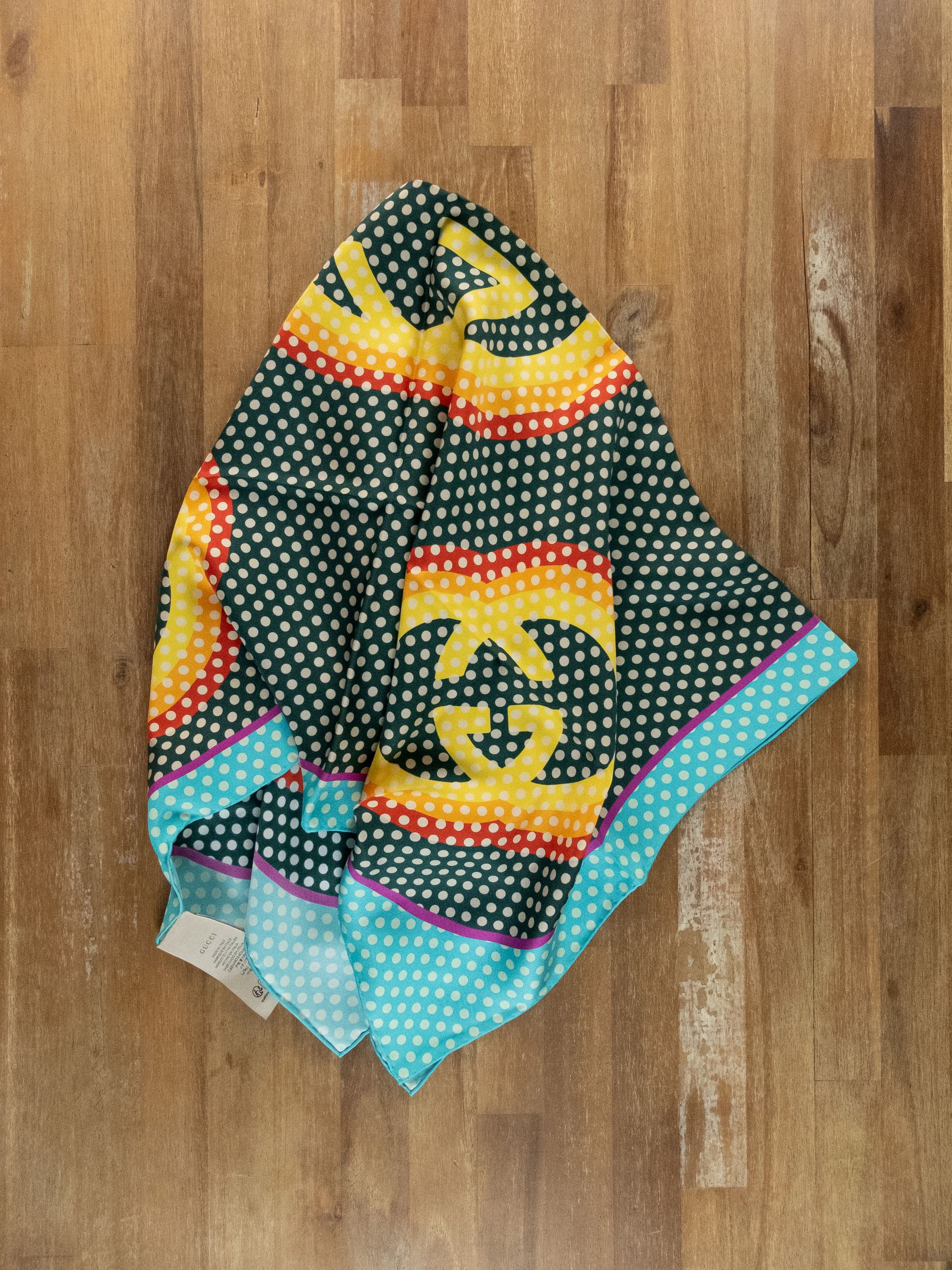 Gucci GUCCI interlocking G logo & polka dots silk square scarf Size ONE SIZE - 8 Thumbnail