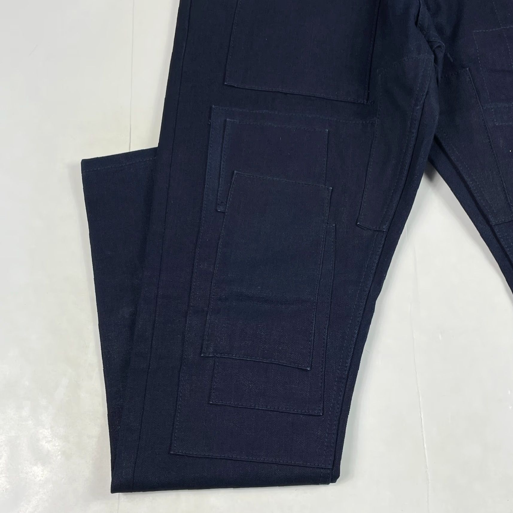 Denime Decibel Jeans Mens 34 x 33 Blue Tapered Leg Dark Wash Raw Denim Patches Biker Jeans Mens Regular Slim Story? Size US 34 / EU 50 - 5 Thumbnail