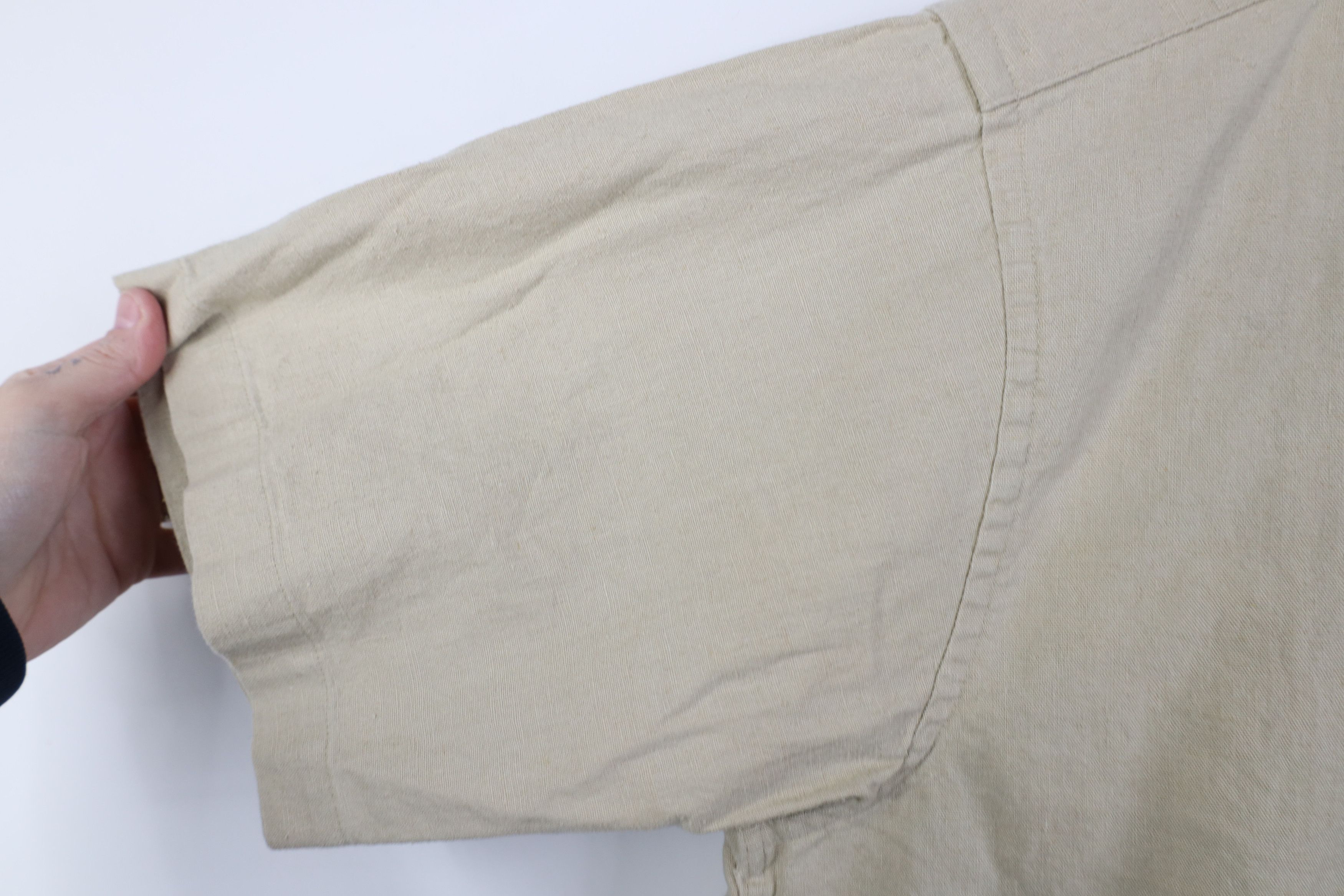 Vintage Vintage 90s Streetwear Heavy Linen Short Sleeve Button Shirt Size US L / EU 52-54 / 3 - 8 Thumbnail