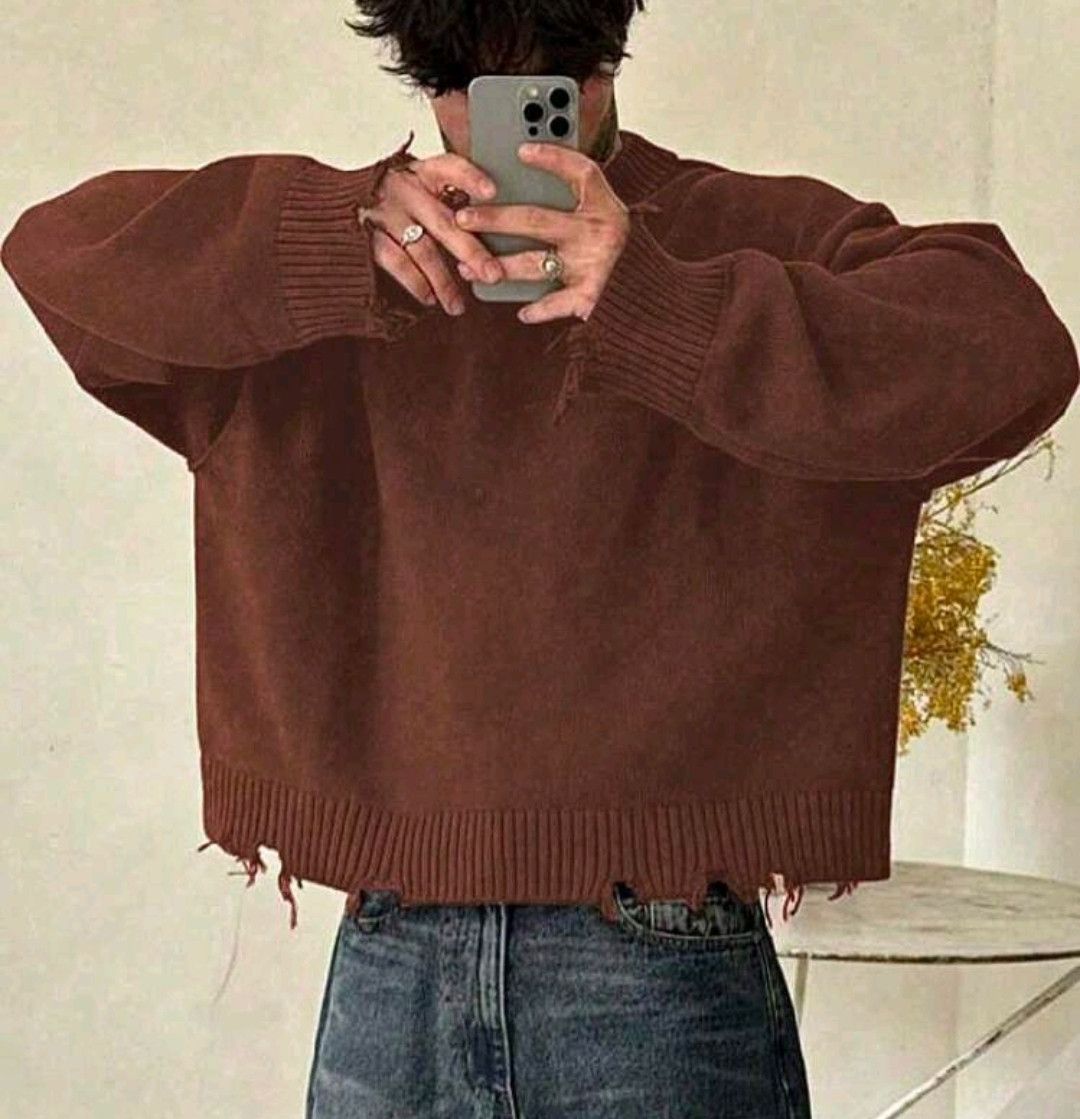 Japanese Brand Unisex Casual Loose Fit Ribbed Knit Sweater Size US XXL / EU 58 / 5 - 1 Thumbnail