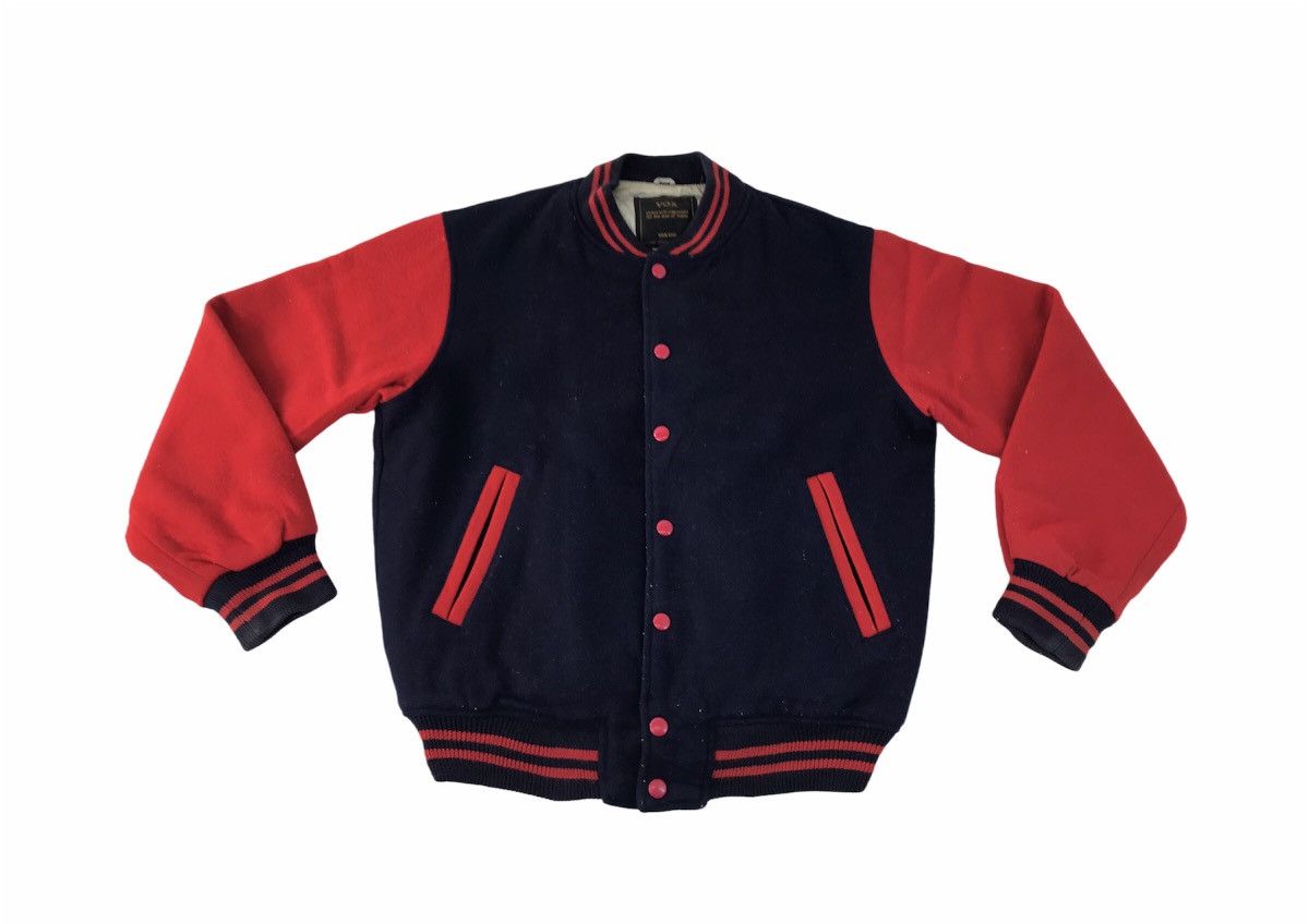 Vintage VOX Simple Varsity Jacket Wool Sleeve Quilted Padded Inner Size US M / EU 48-50 / 2 - 1 Thumbnail