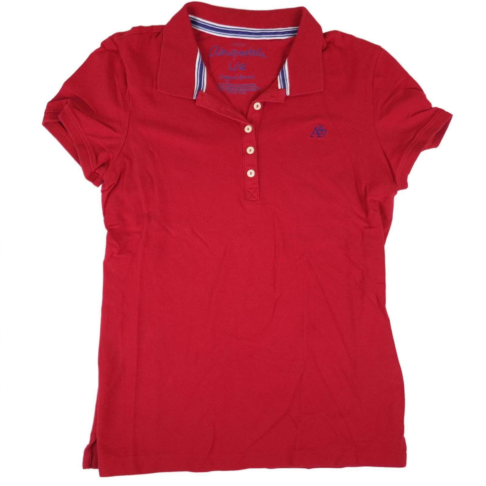 Aeropostale Aeropostale Red Stretch Polo Shirt Women's Large Size L / US 10 / IT 46 - 1 Thumbnail