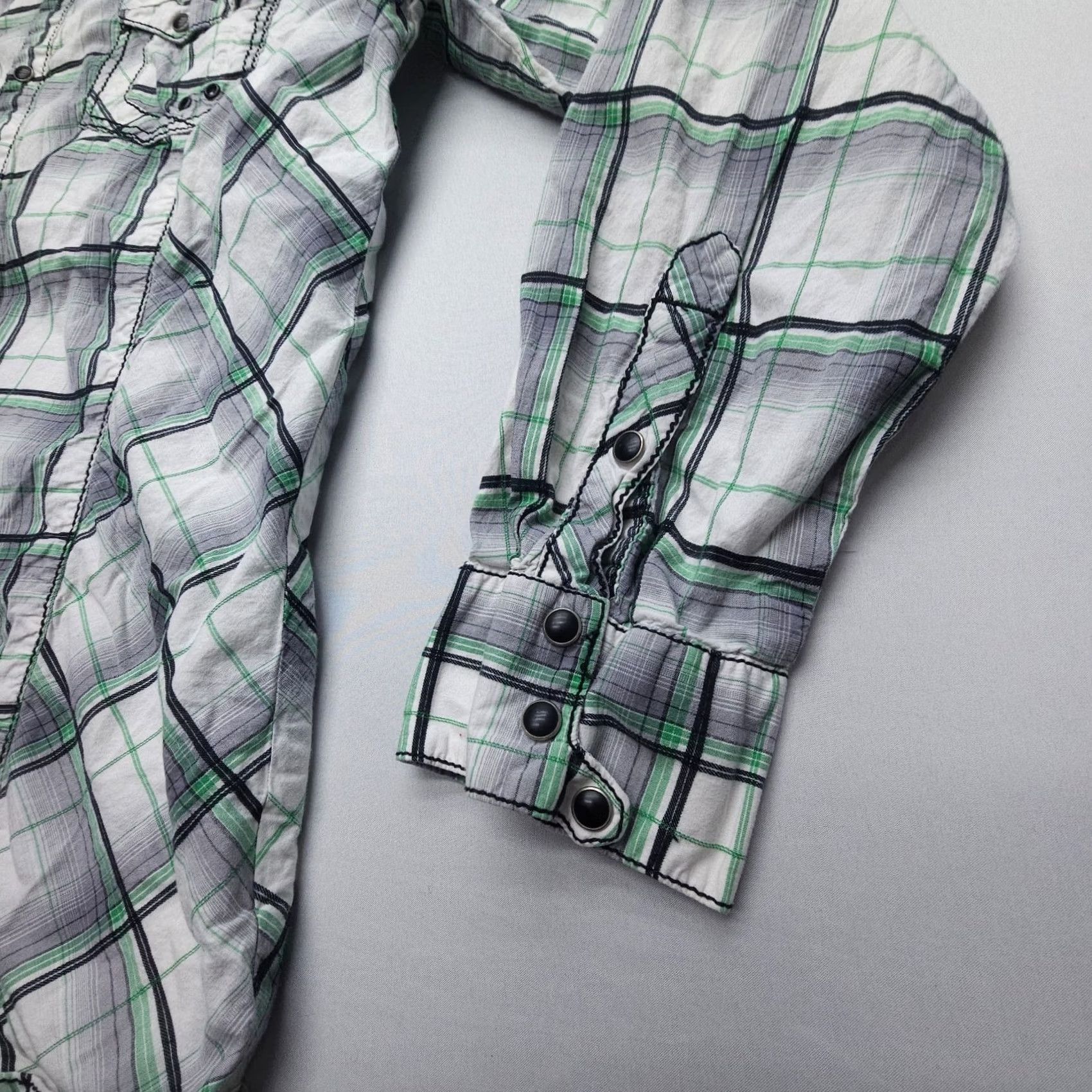Vintage Buckle Pearl Snap Western Shirt Mens 2XL Green Plaid Athletic Fit Rodeo Size US XXL / EU 58 / 5 - 6 Thumbnail