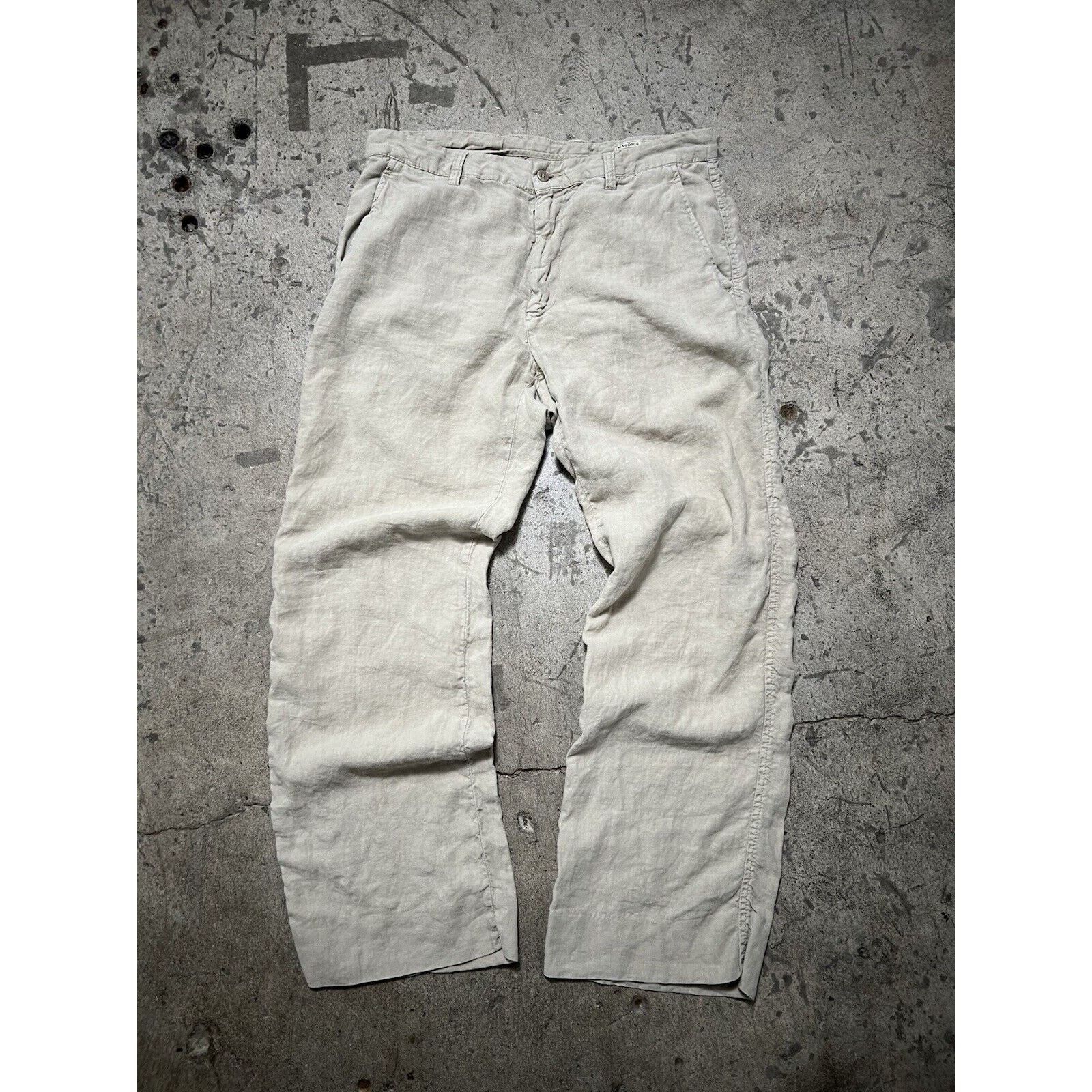 Mason's Mason's Tan Linen Baggy Pants Loose Fit Made In Italy 34x29 Size US 34 / EU 50 - 1 Thumbnail