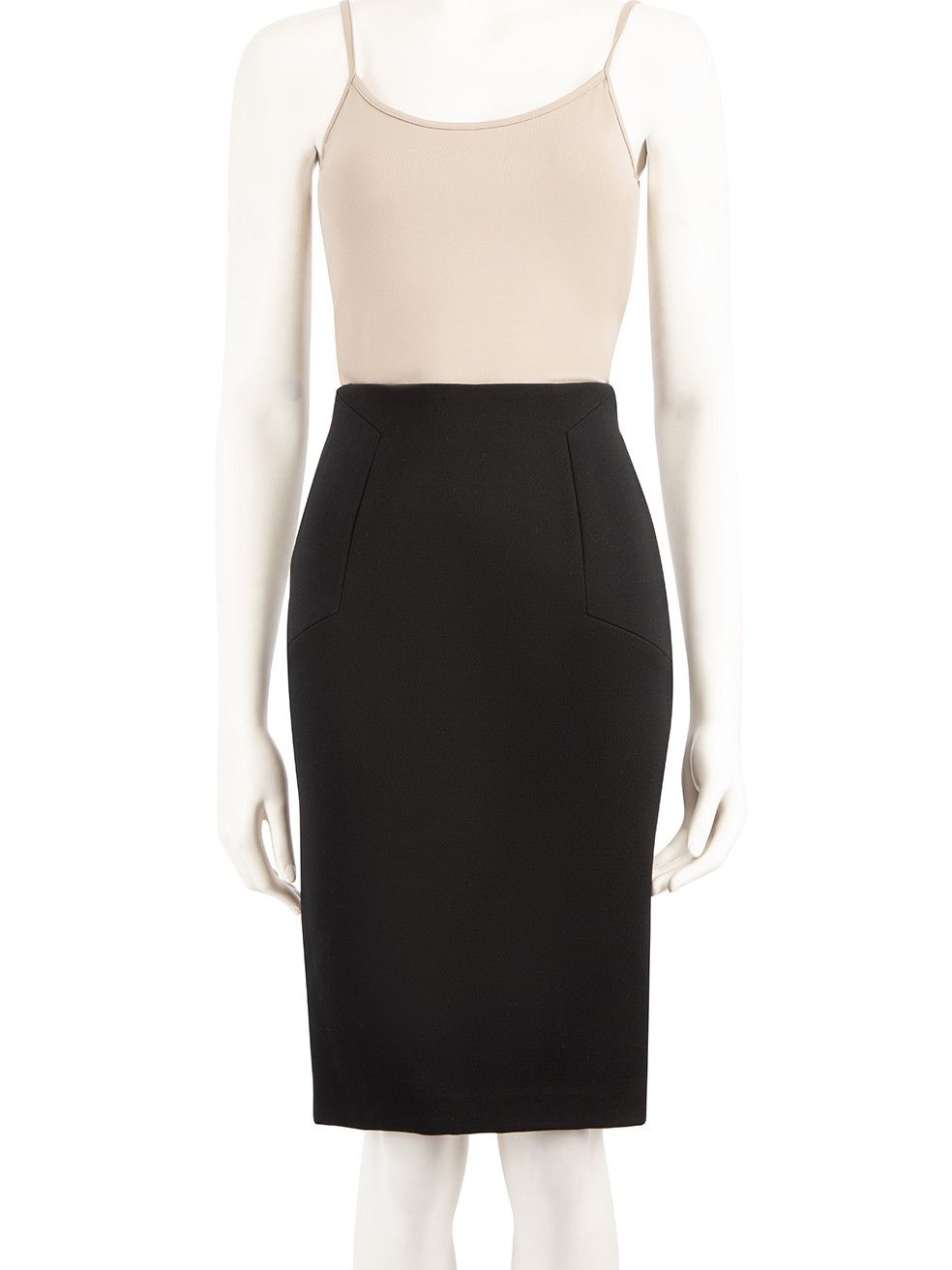 image of Victoria Beckham Black Wool Knee-Length Pencil Skirt, Women's (Size 26)