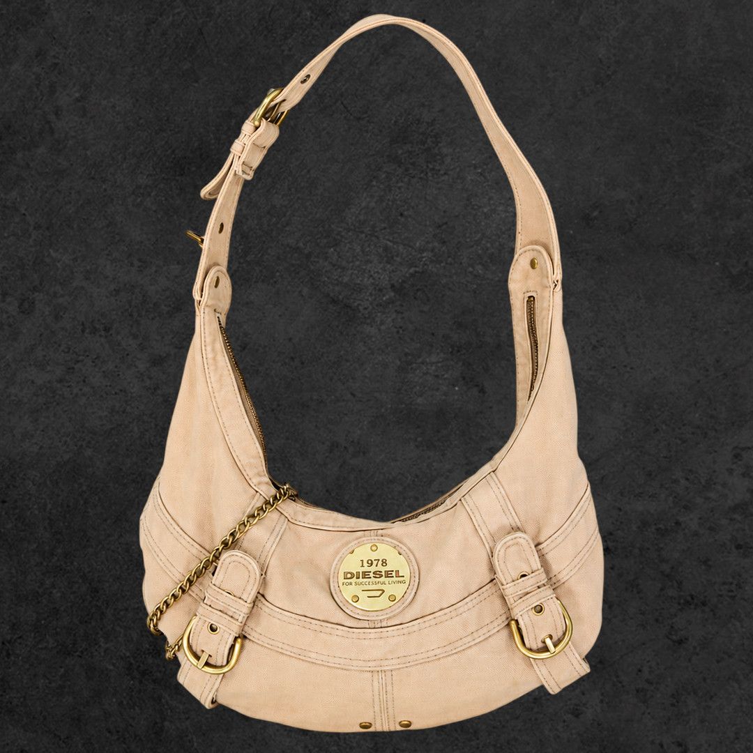 Vintage Diesel 1978 Canvas Hobo Bag Beige Khaki Y2K Archive